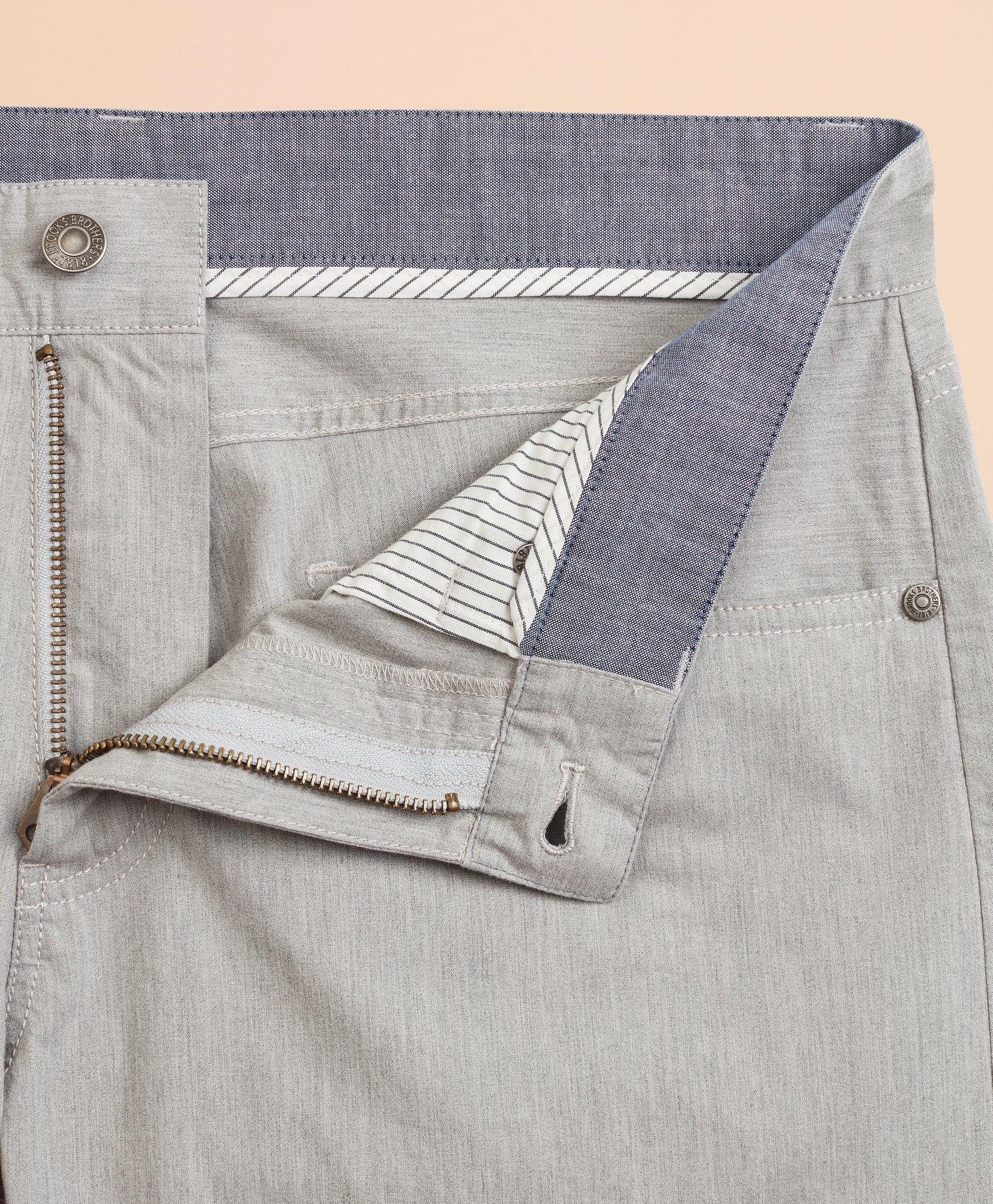 Heathered Stretch Cotton Five-Pocket Pants