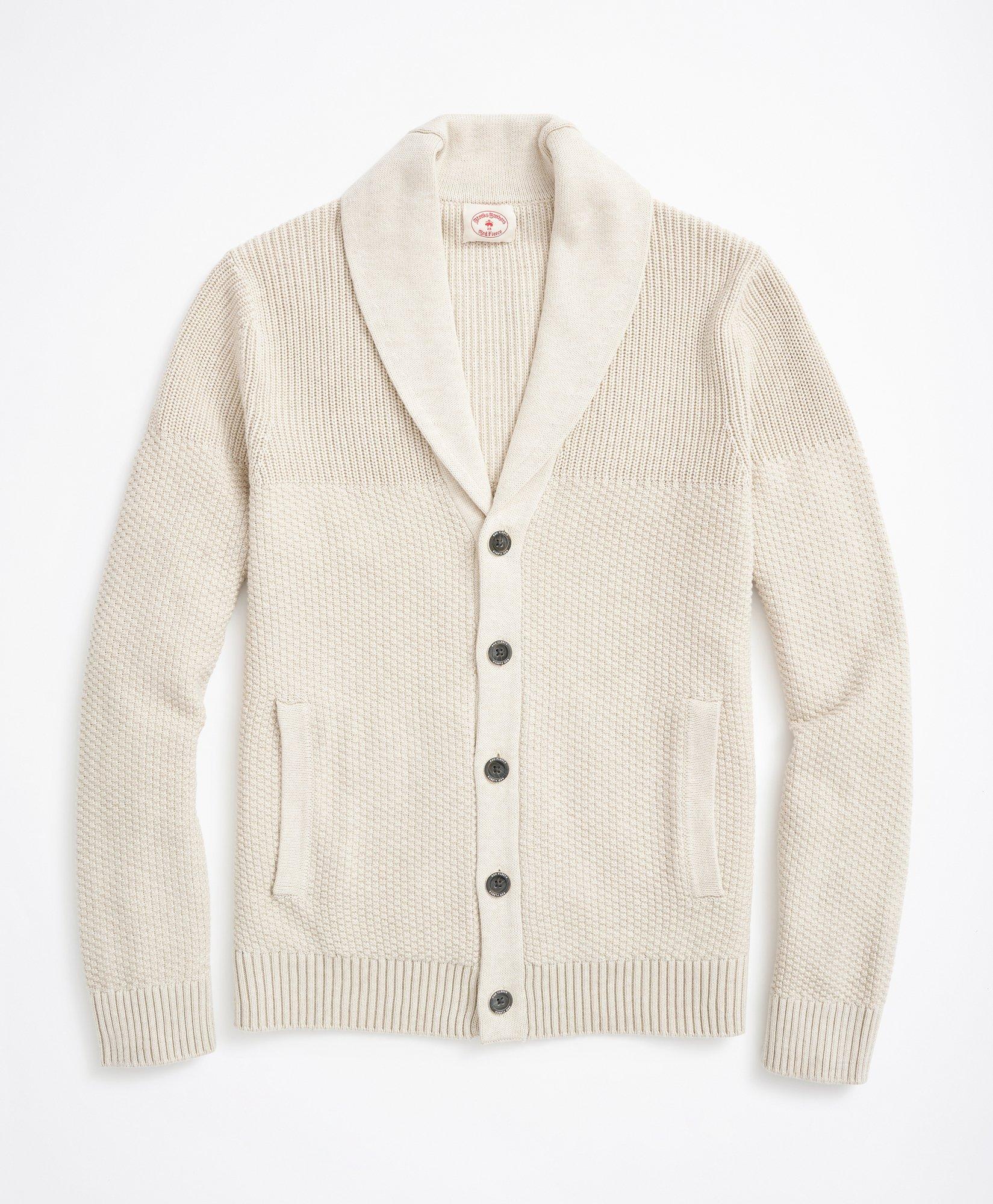 Textured Shawl-Collar Cardigan Sweater