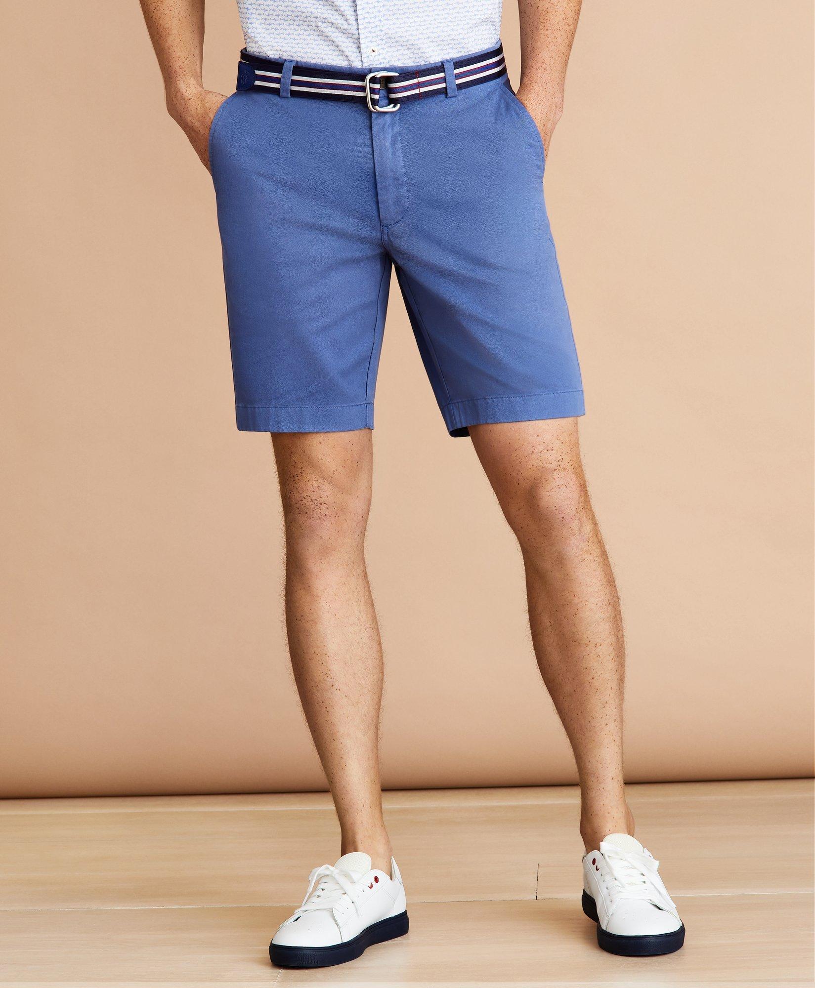 Light Blue Garment Dyed Organic Cotton Chino Shorts