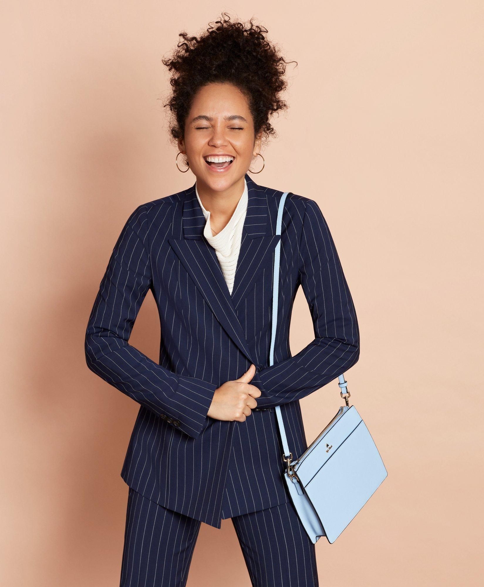 Striped Stretch-Wool Double-Breasted Jacket