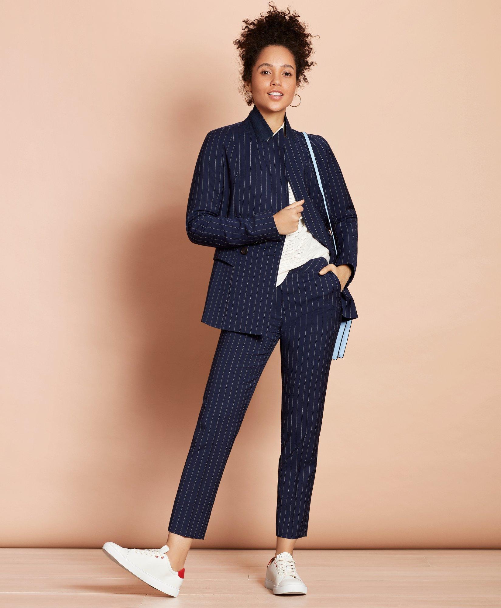 Striped Stretch-Wool Double-Breasted Jacket, image 3
