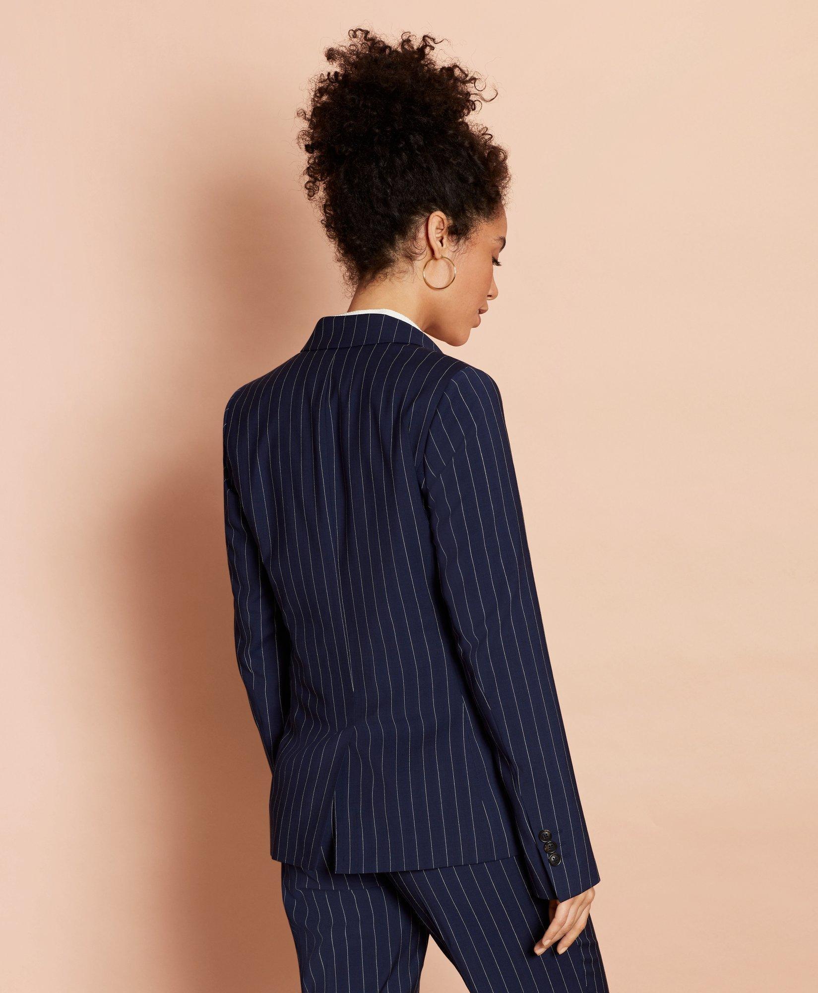 Striped Stretch-Wool Double-Breasted Jacket, image 4