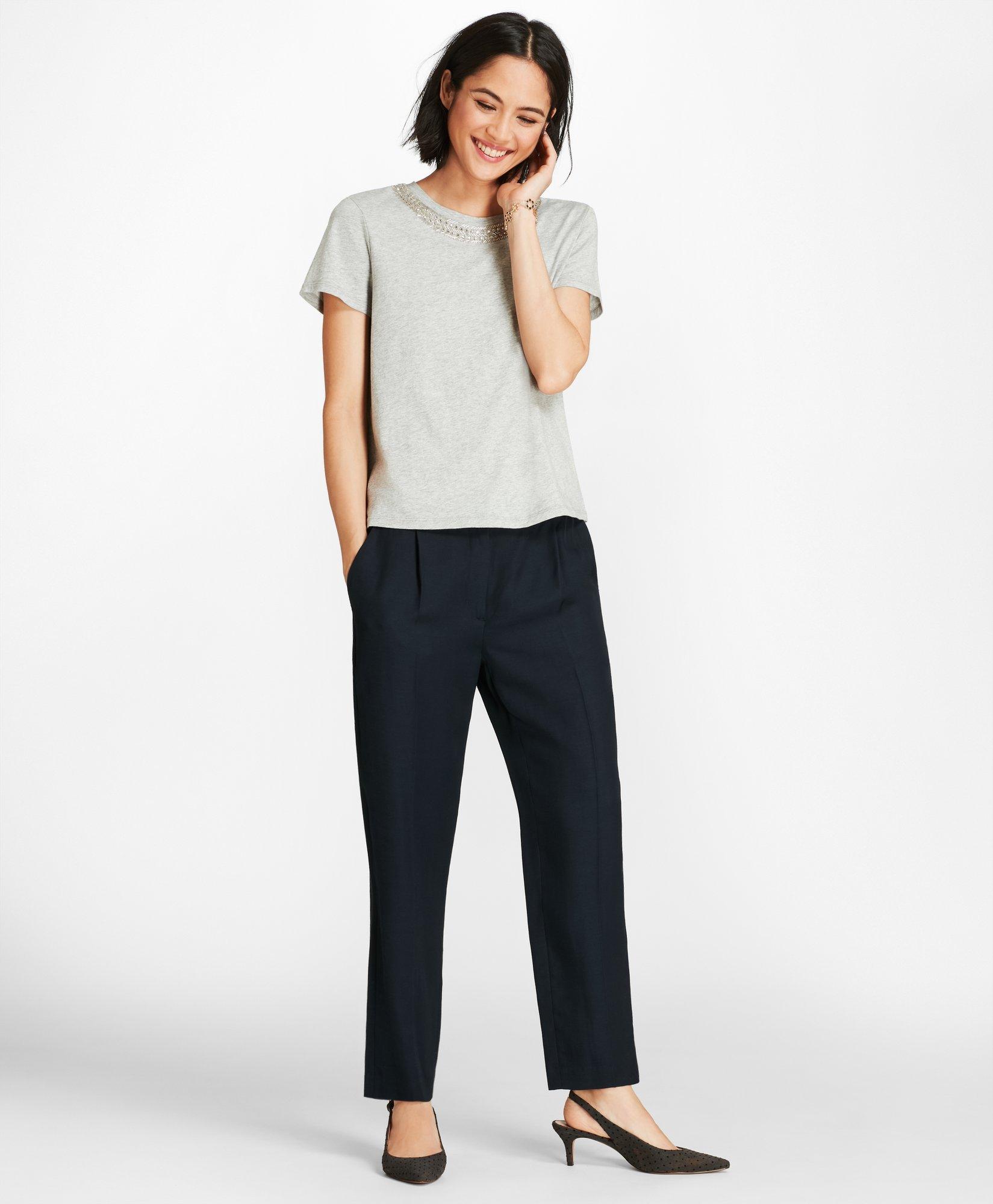 Pleat-Front Straight-Leg Trousers