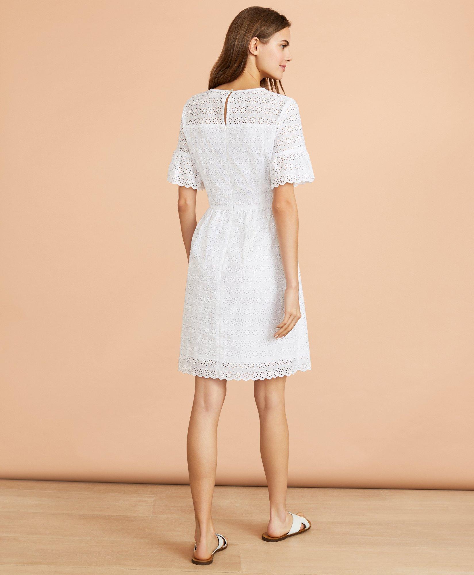 White Eyelet Dress with Belt