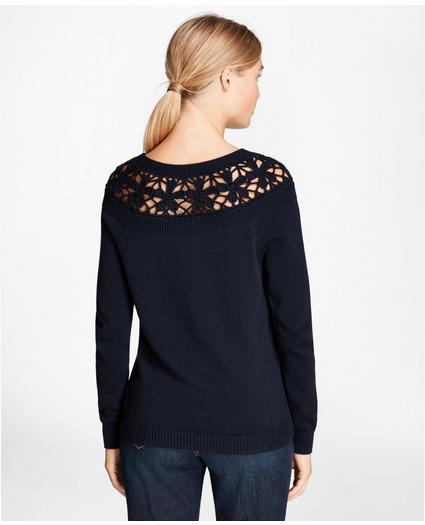 Crochet-Yoke Cotton Sweater, image 4