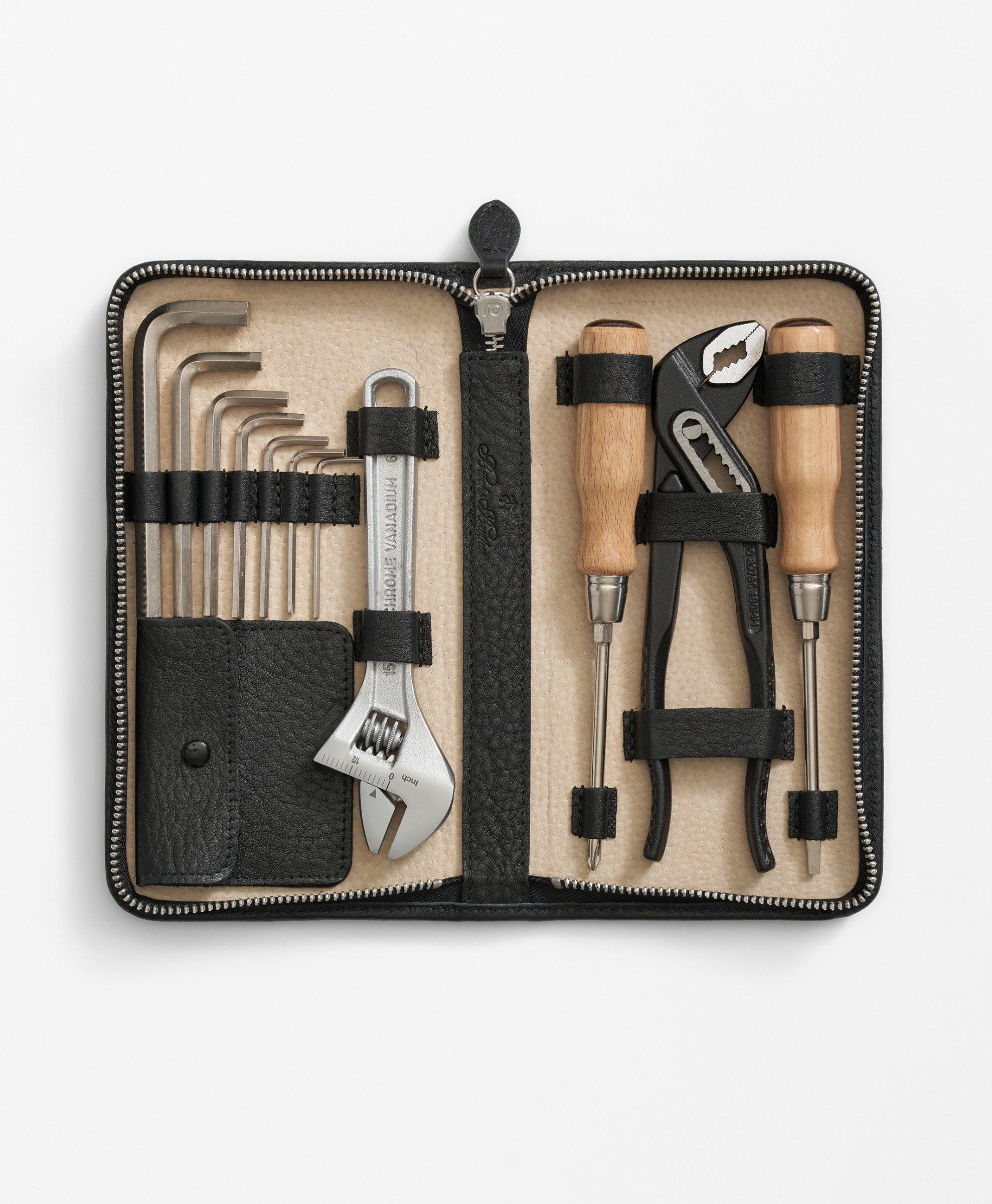 Brooks Brothers Genuine Leather Case Car Tool Kit Shoes In Black