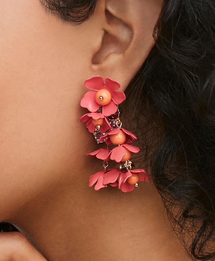 Enamel Floral Drop Earrings, image 1