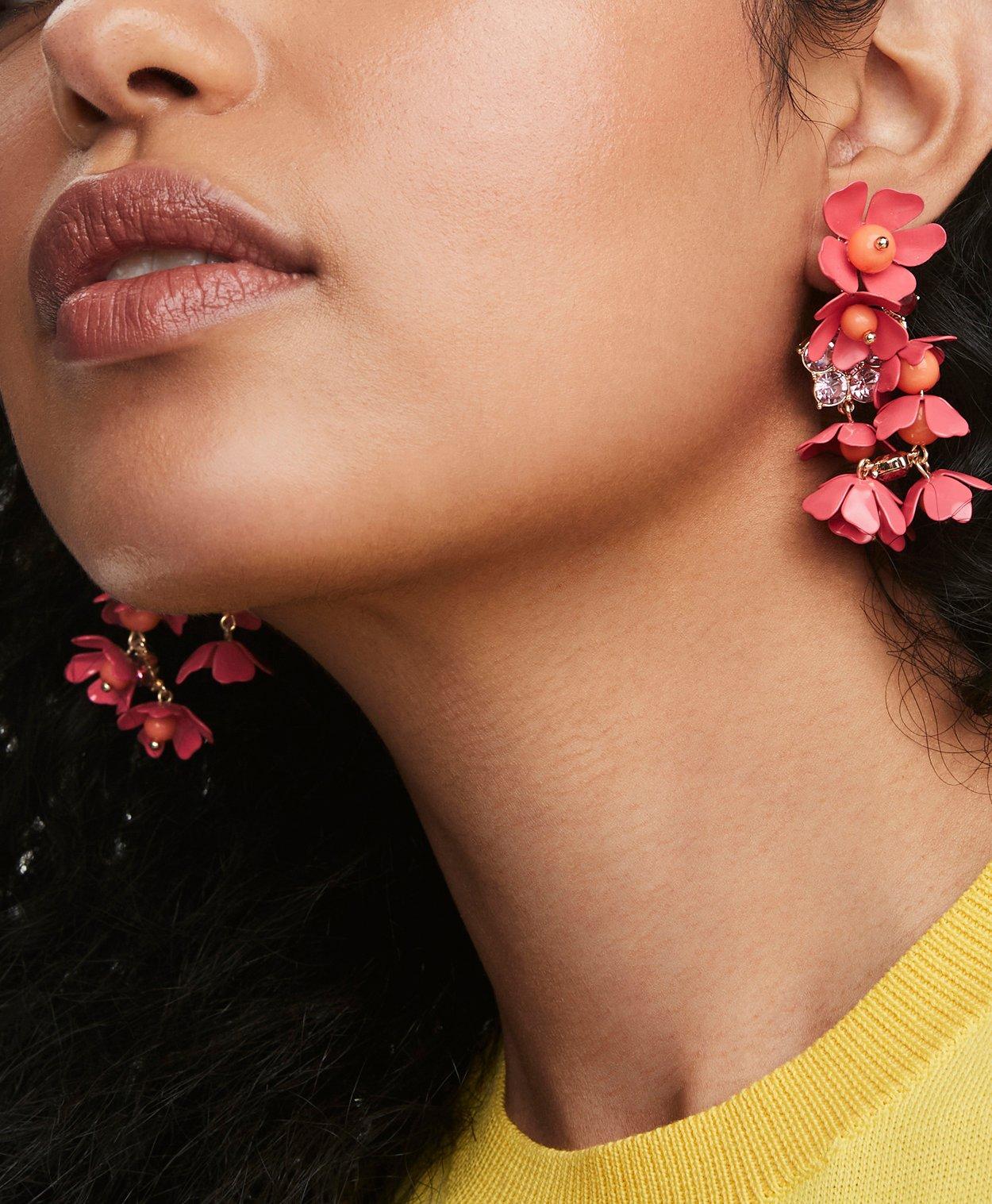 Enamel Floral Drop Earrings, image 2