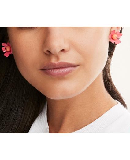 Enamel Flower Stud Earrings, image 1