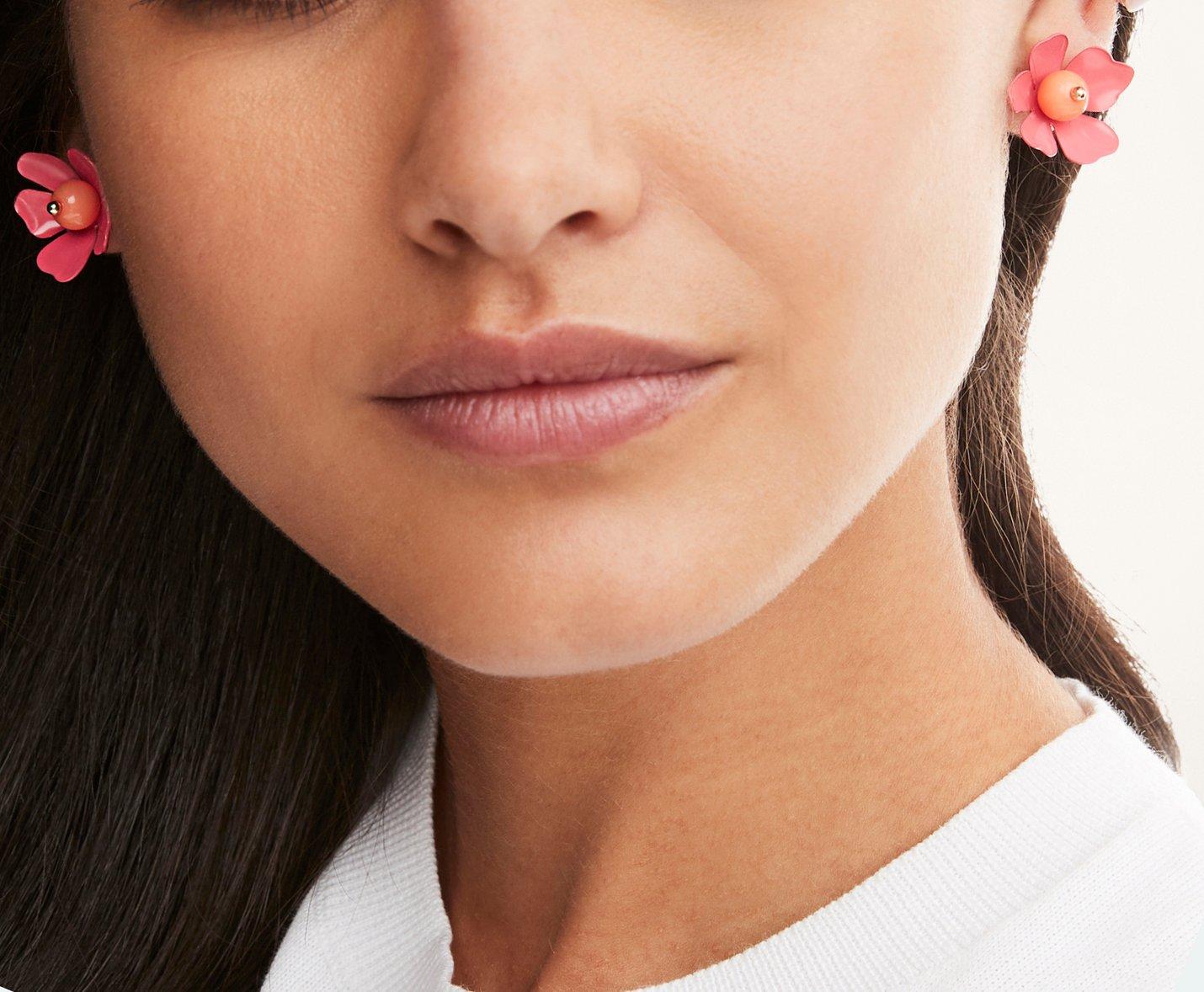 Enamel Flower Stud Earrings, image 1