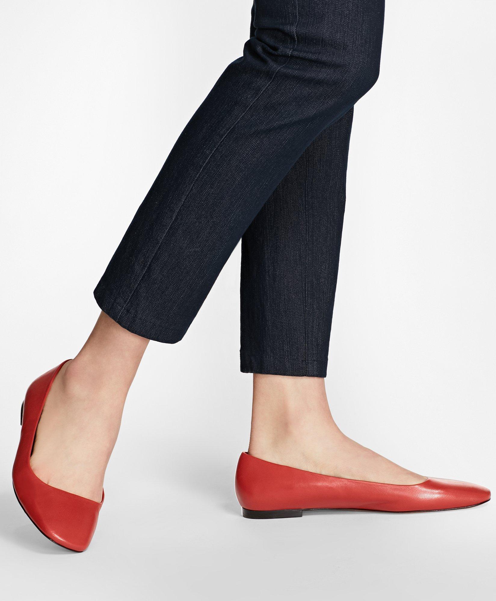 Leather Square-Toe Flats