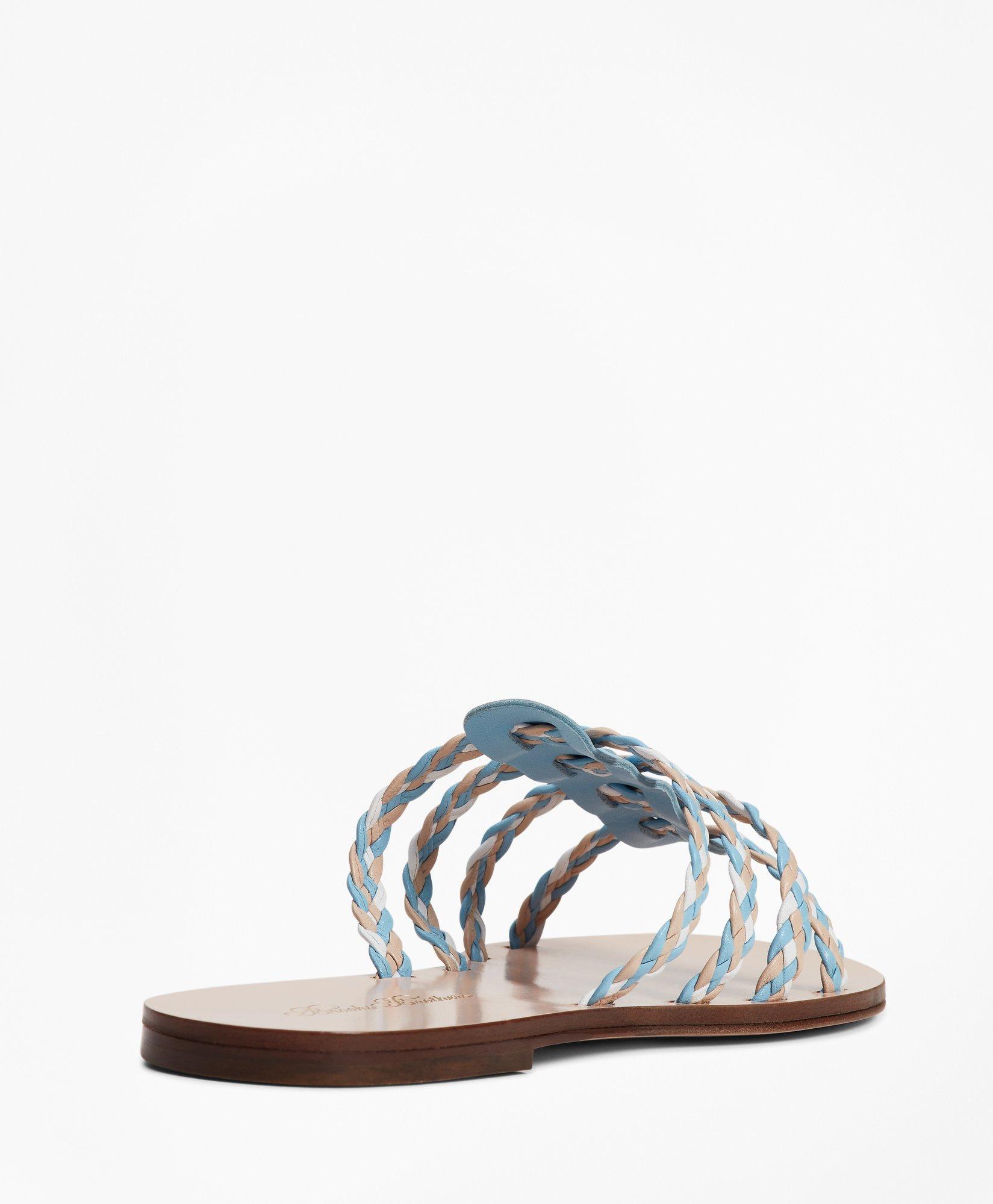 Braided Leather Slide Sandals