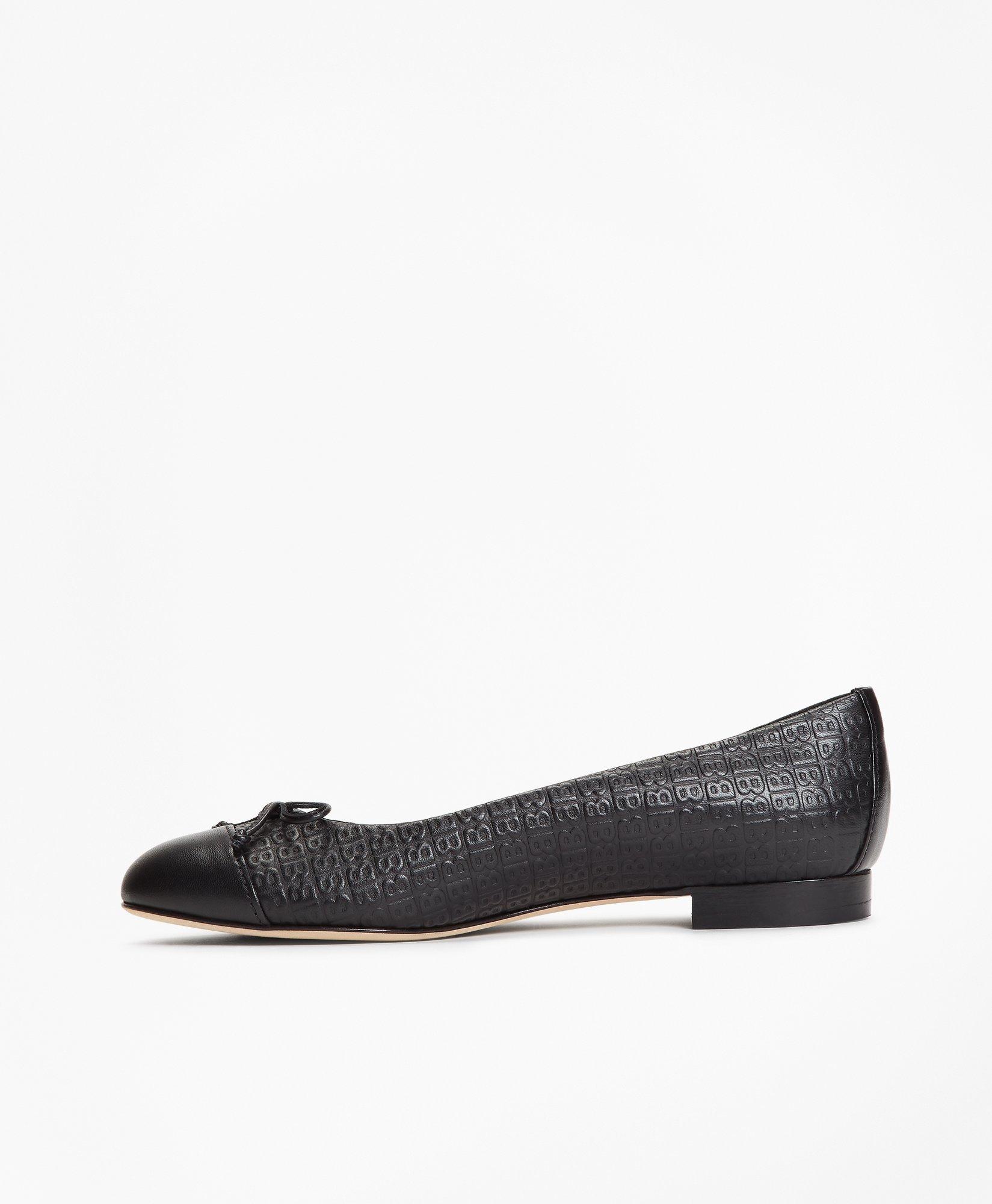 Logo-Embossed Leather Flats