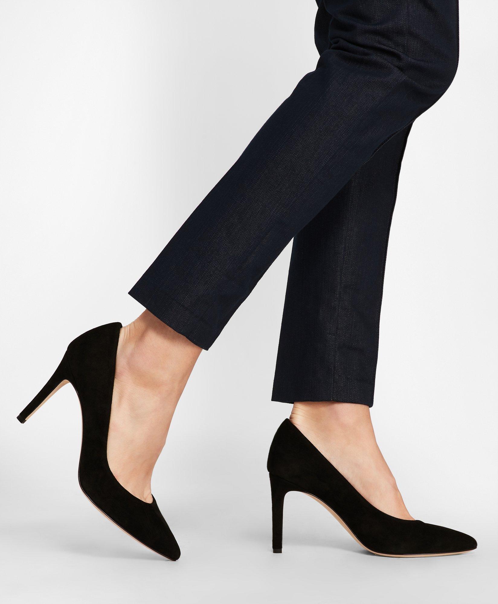 Black suede cheap pointed toe pumps