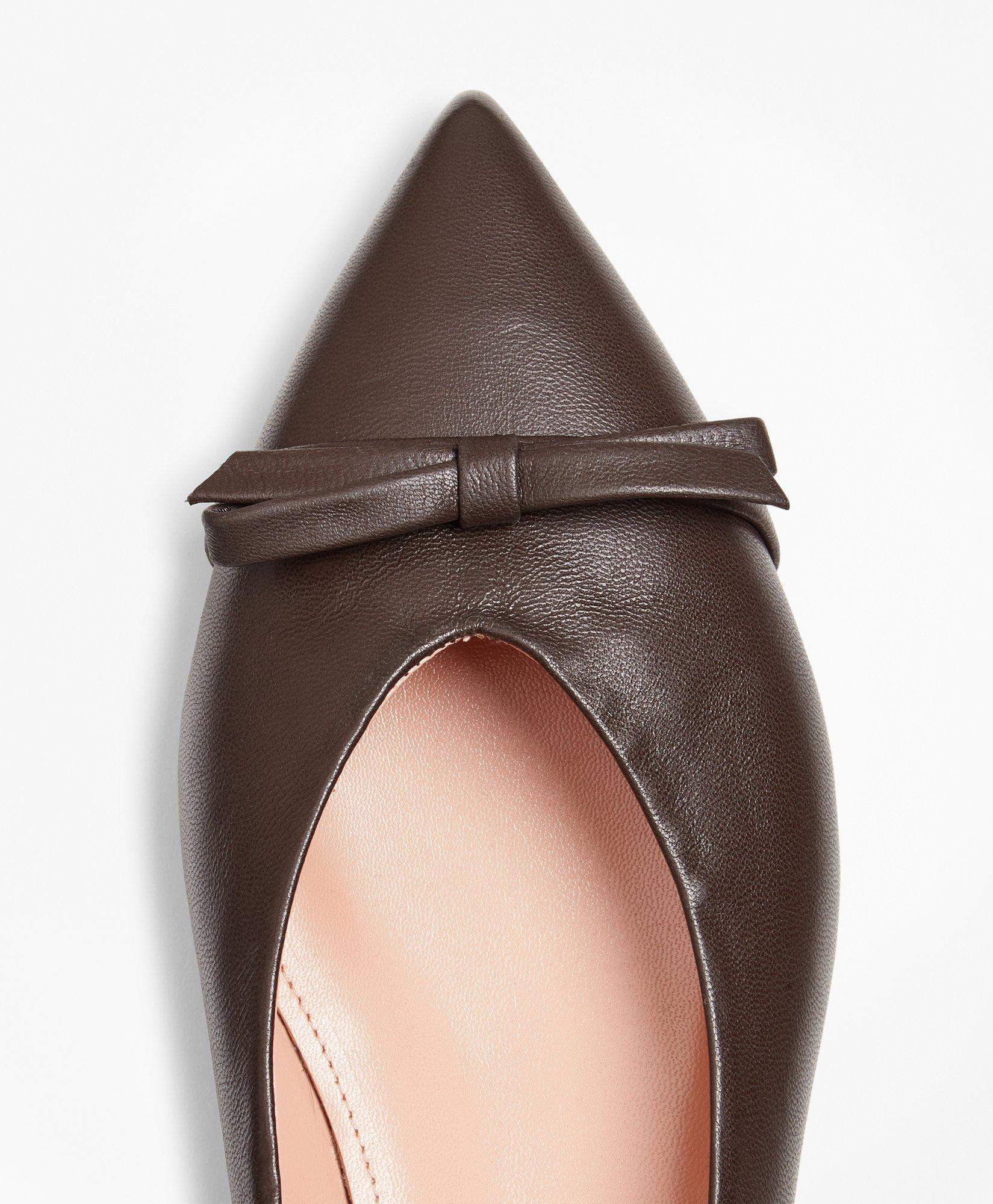 Leather Point Toe Flats Brown