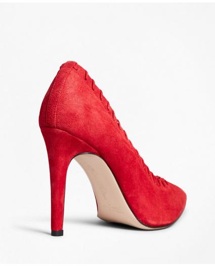 Suede Whip-Stitch Point-Toe Pumps, image 3