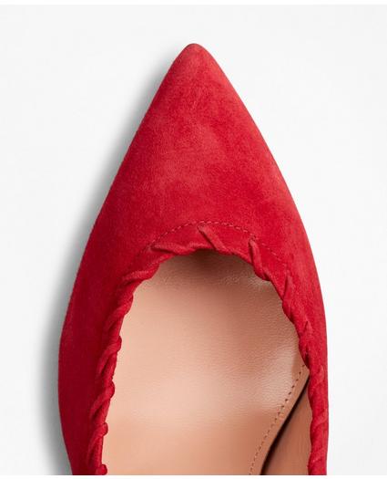 Suede Whip-Stitch Point-Toe Pumps, image 4
