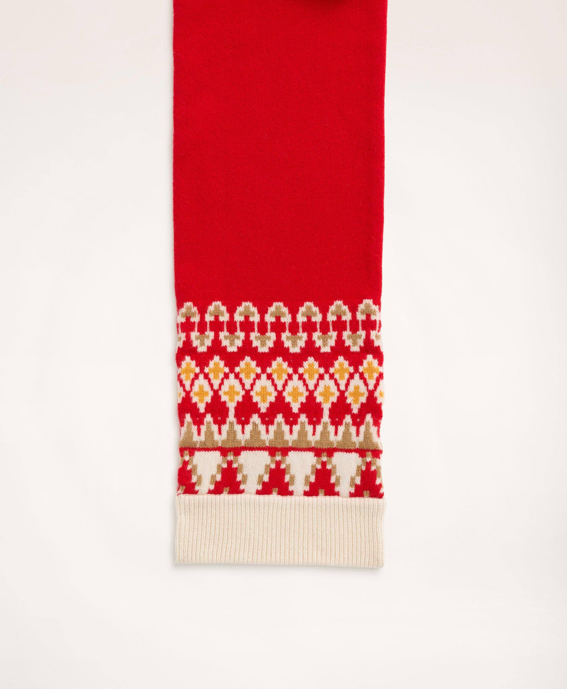 Merino Wool Knit Fair Isle Scarf, image 2