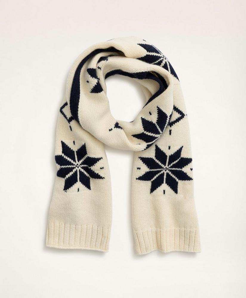 Wool Cashmere Knit Snowflake Scarf, image 1