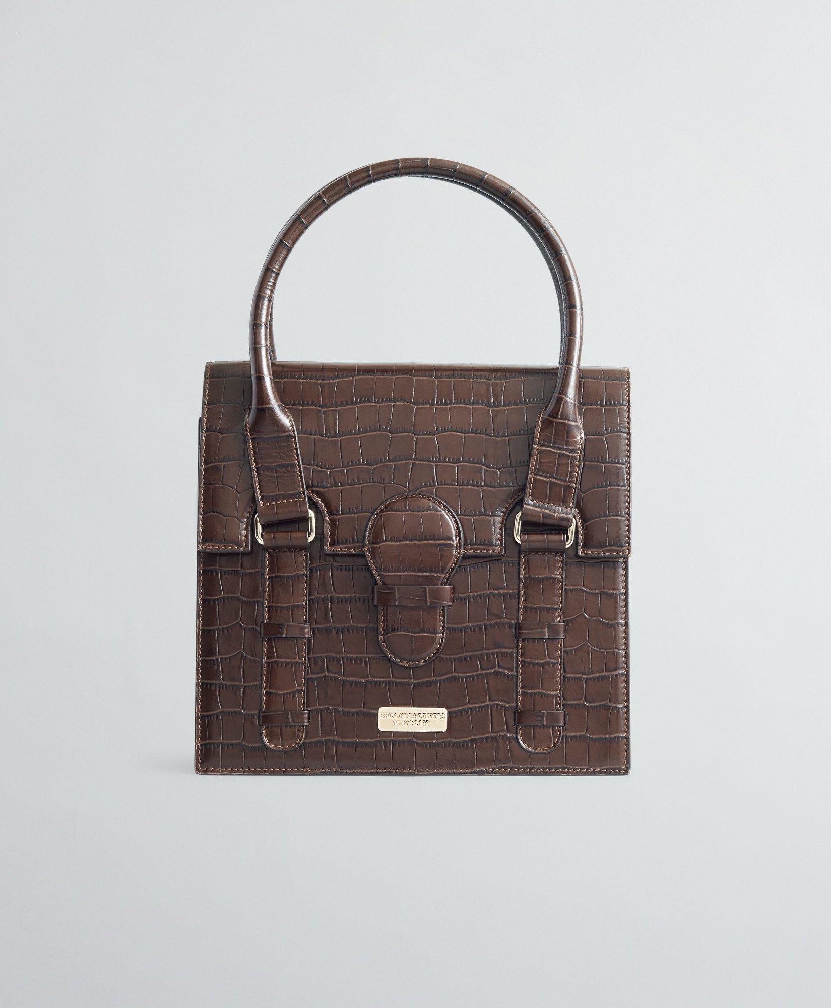 Crocodile-Embossed Leather Handbag