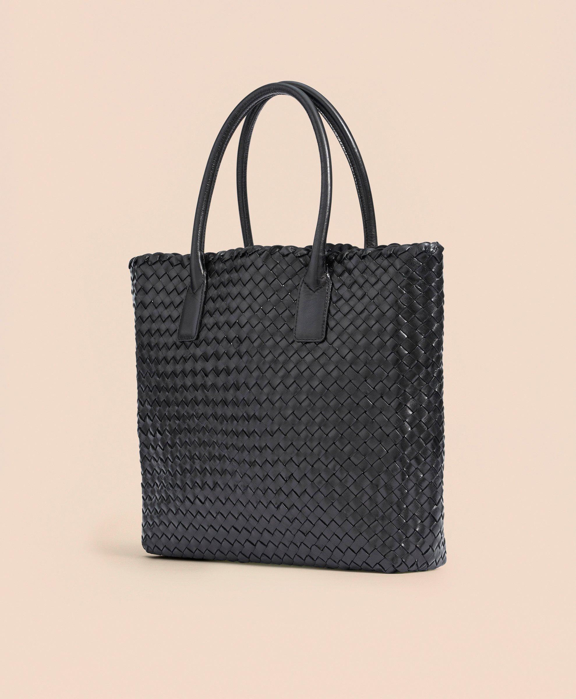 braided leather tote bag