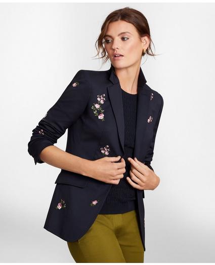 Floral-Embroidered Stretch Wool Jacket, image 1