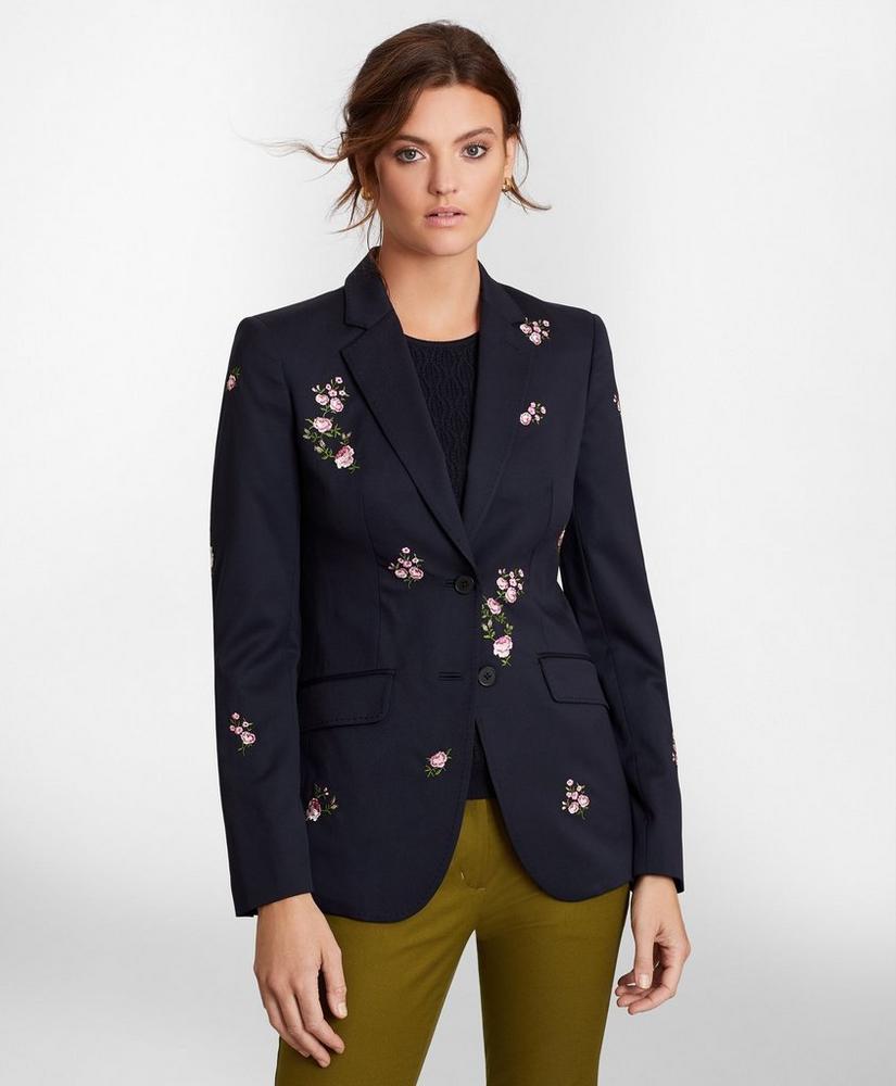 Floral-Embroidered Stretch Wool Jacket, image 3