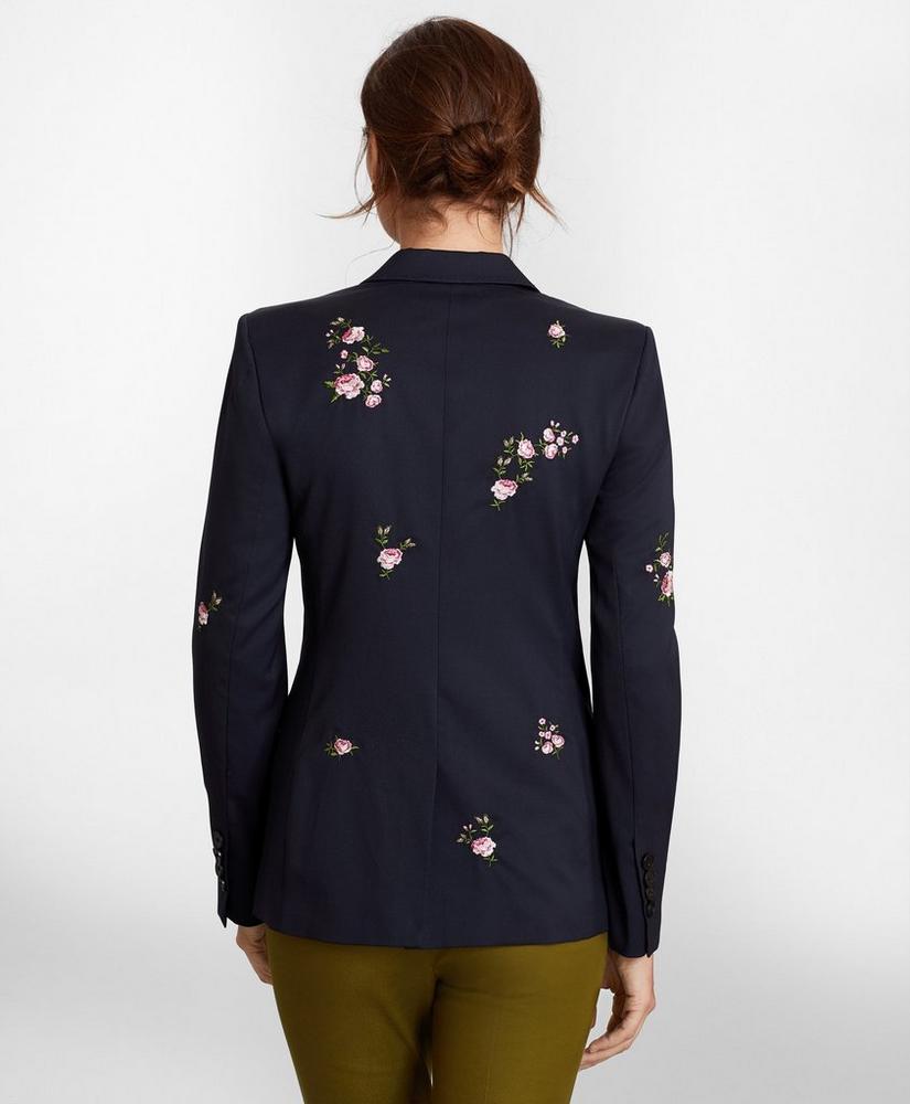 Floral-Embroidered Stretch Wool Jacket, image 4