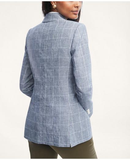 Linen Cotton Double-Breasted Windowpane Jacket, image 4