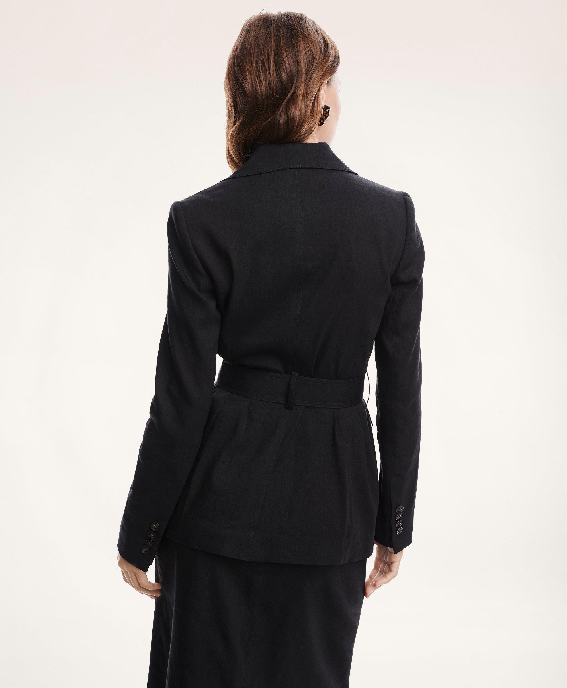 Womens black belted on sale jacket