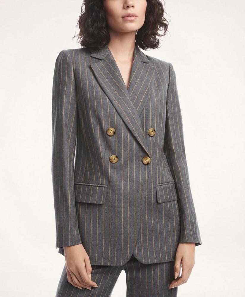 Wool Blend Double-Breasted Pinstripe Jacket, image 2