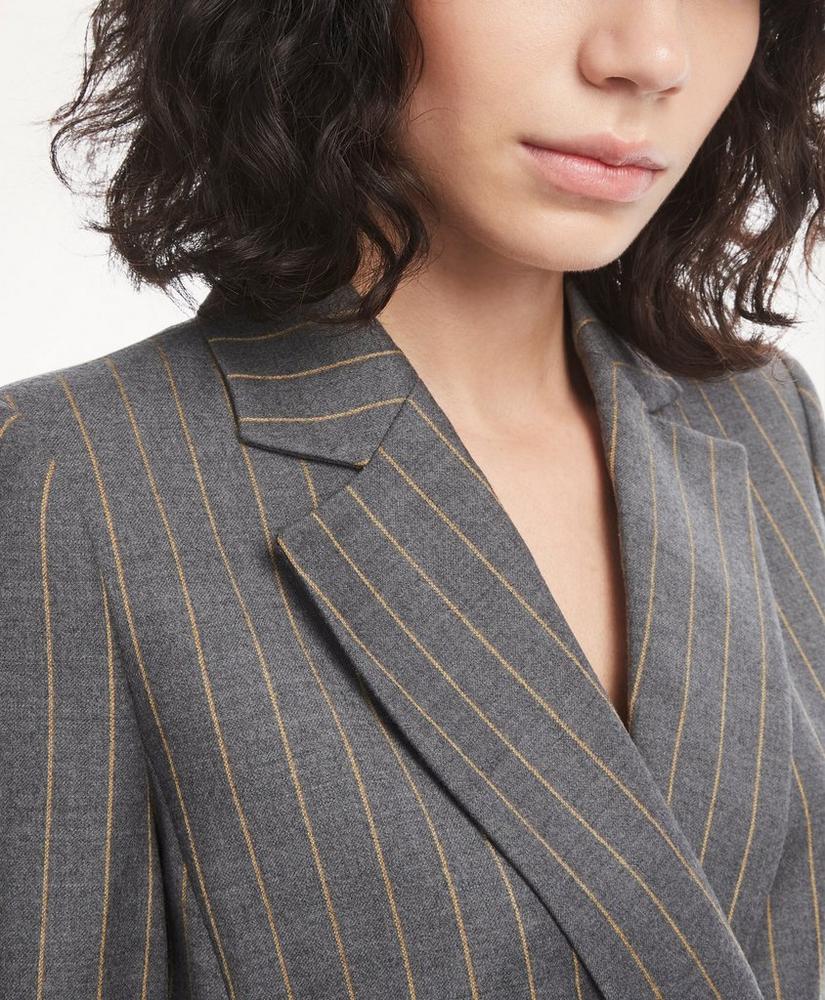 Wool Blend Double-Breasted Pinstripe Jacket, image 4