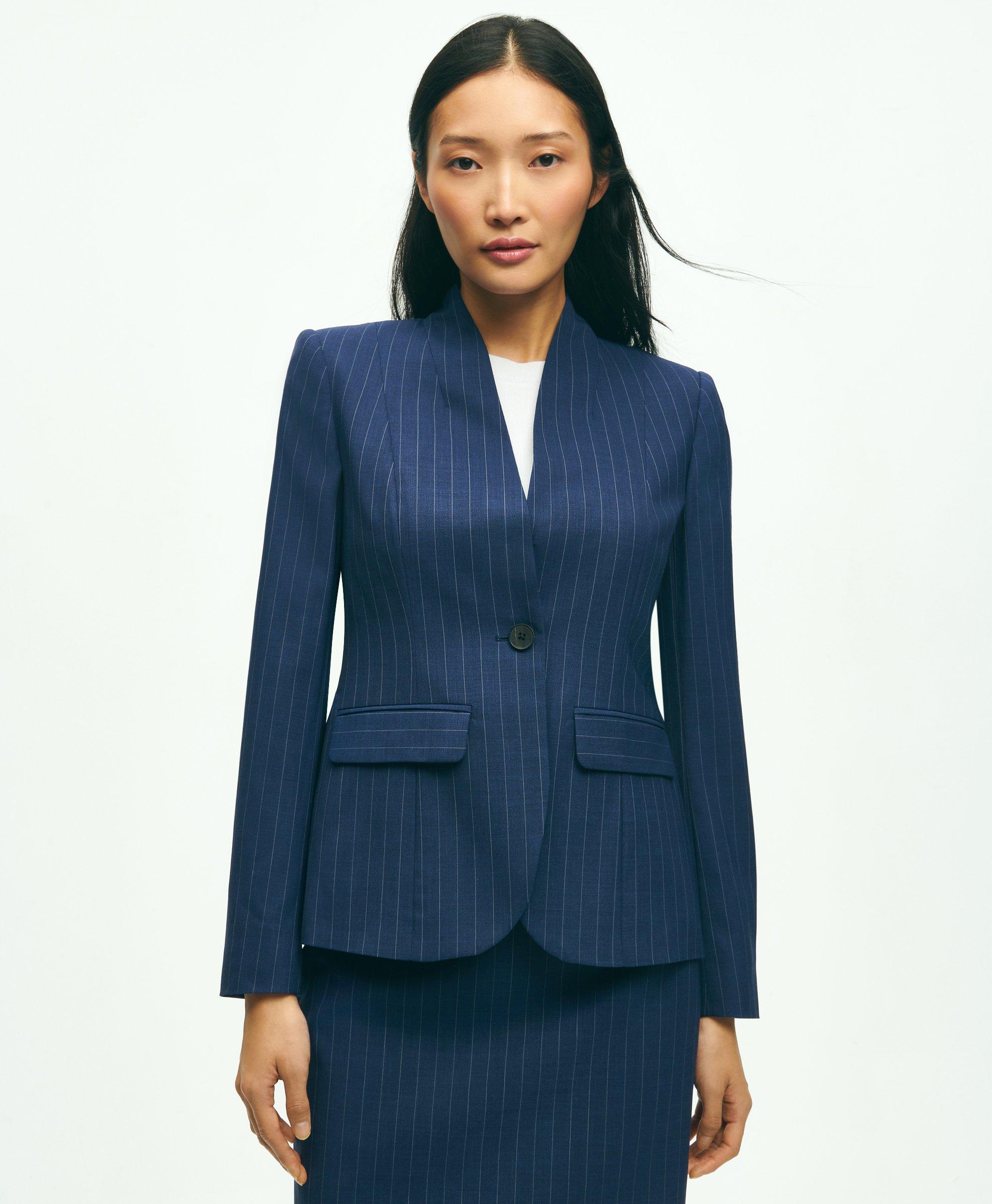 Ladies navy outlet pinstripe blazer