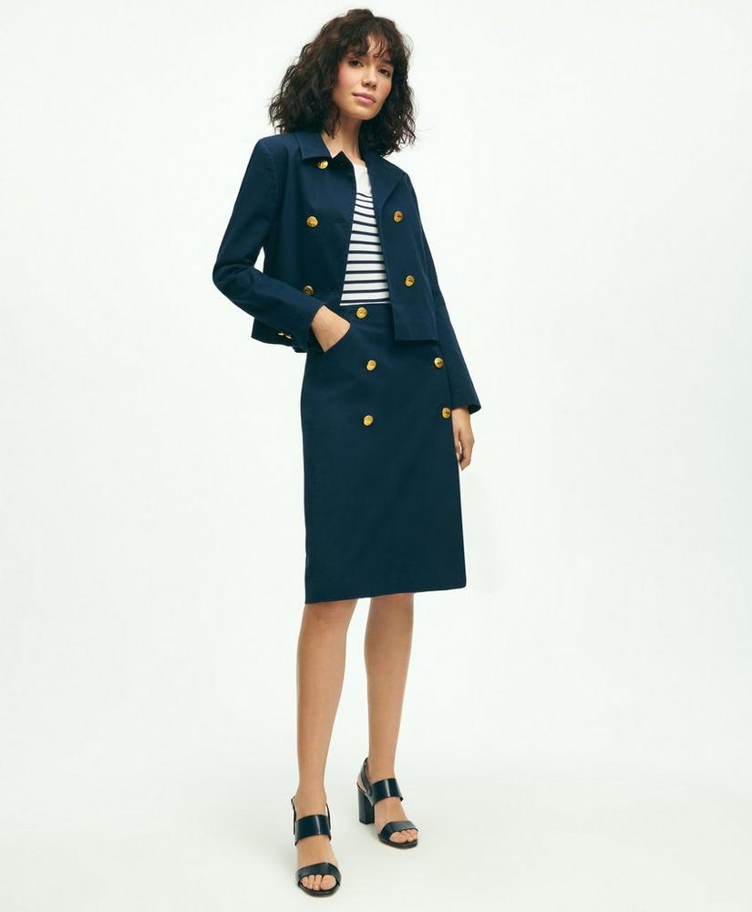 Cotton Pique Double-Breasted Nautical Jacket, image 4