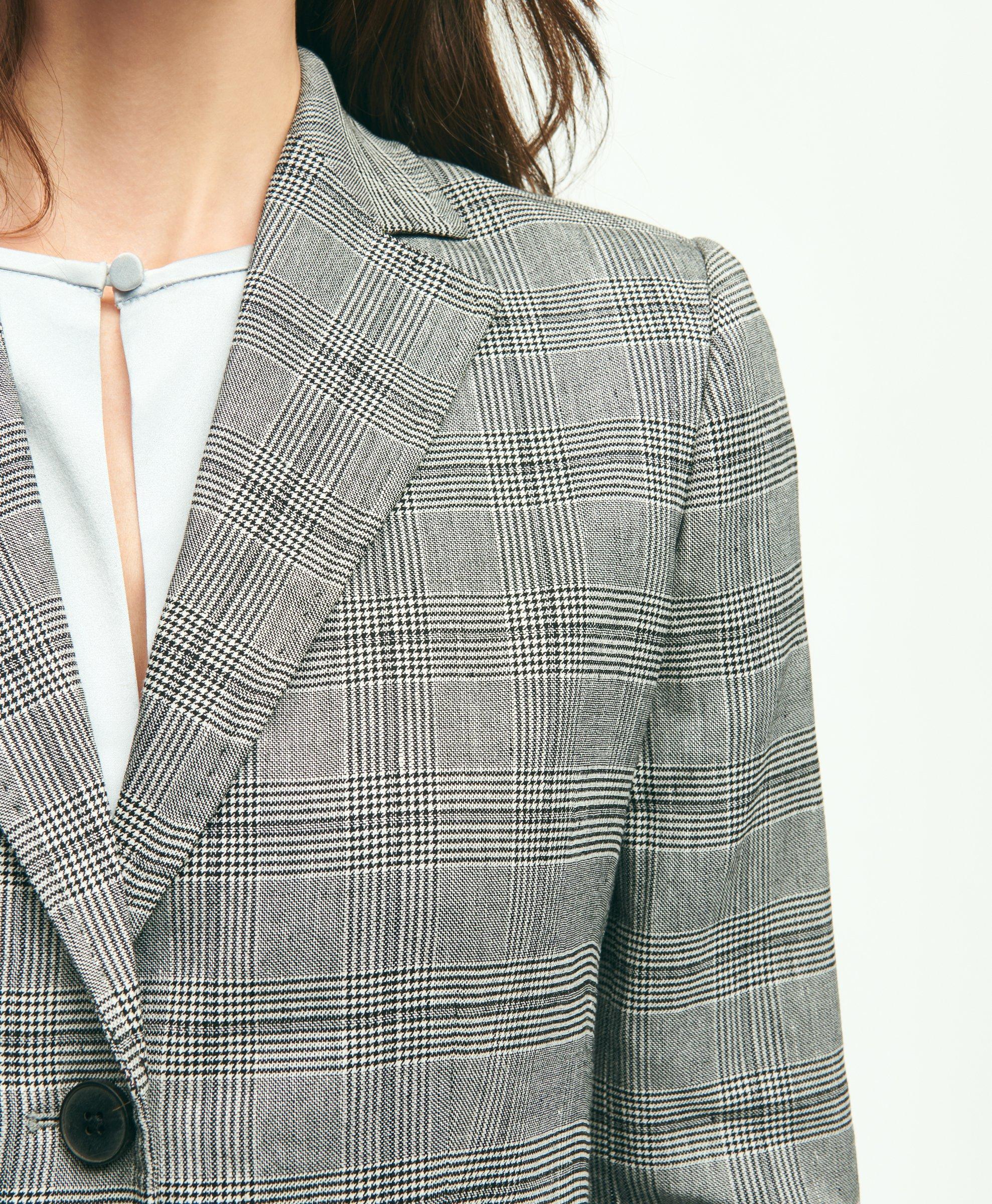 Linen Blend Glen Plaid Jacket