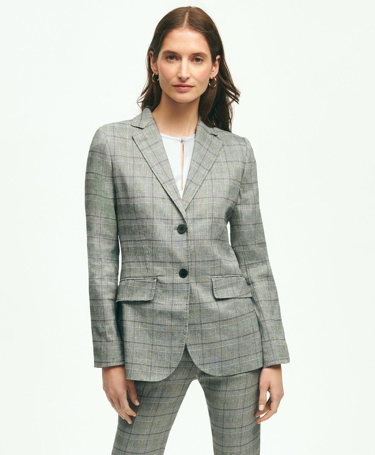 Linen Blend Glen Plaid Jacket