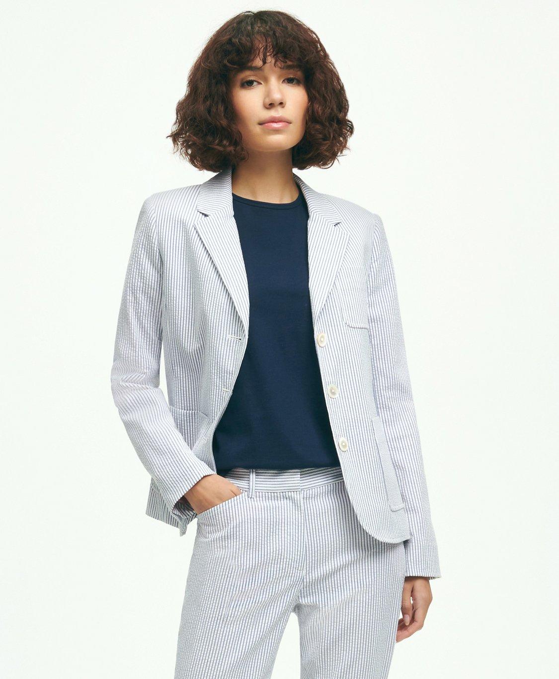 Seersucker blazer shop womens