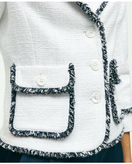Cotton Blend Boucle Contrast Fringe Jacket, image 5