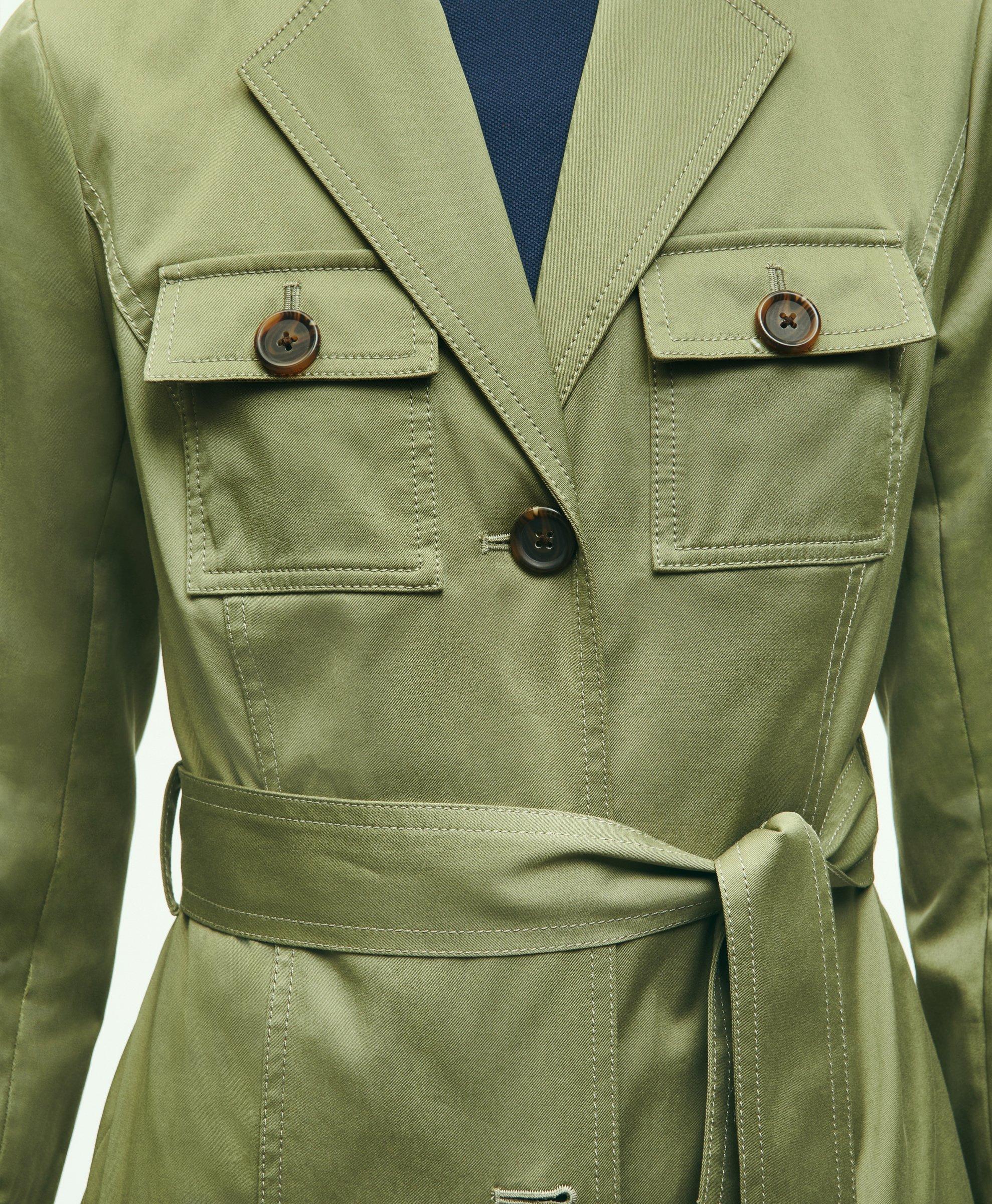 Cotton Twill Utility Jacket - Khaki green - Ladies