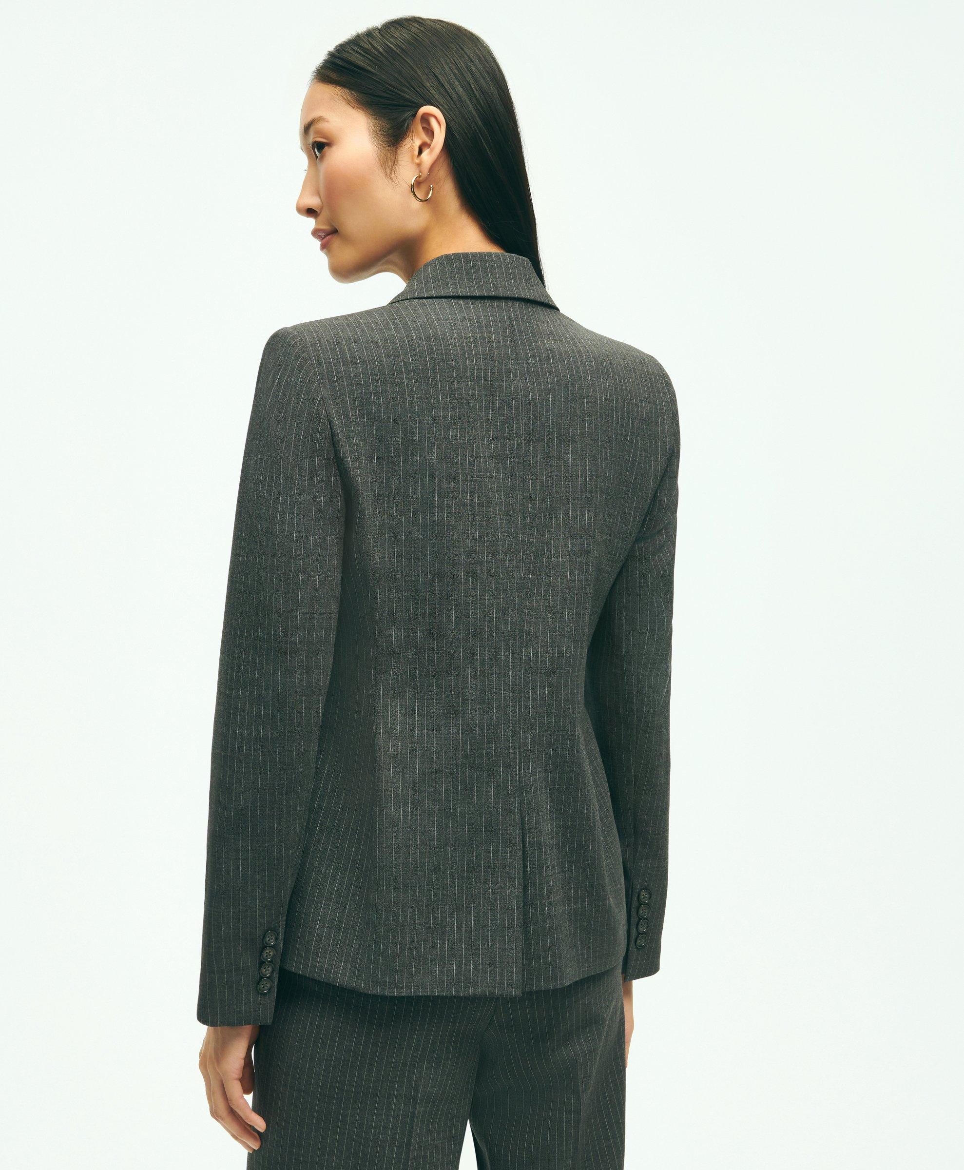 Suzusan bleached pinstriped wool blazer - Grey