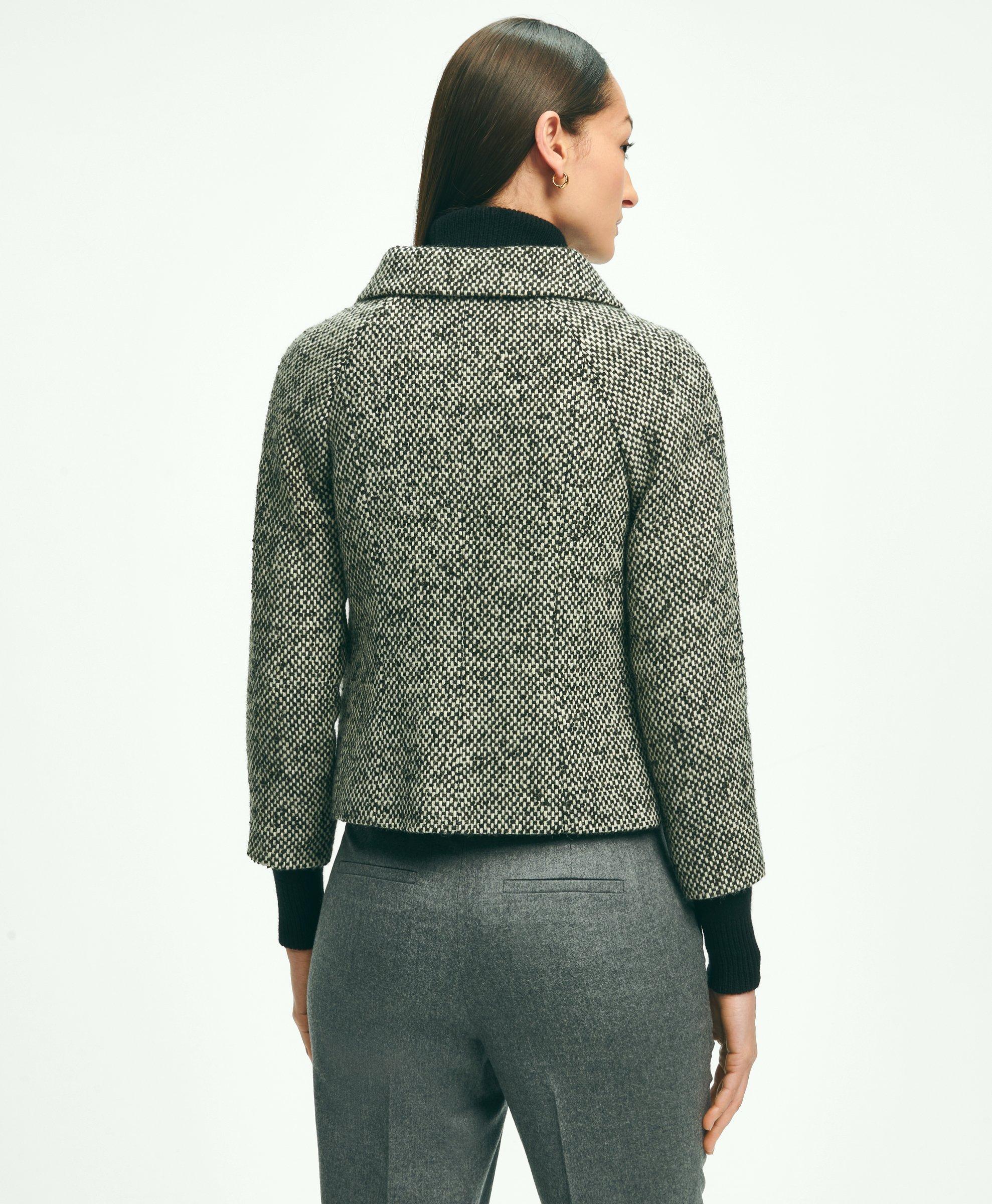 Wool Blend Cropped Tweed Jacket