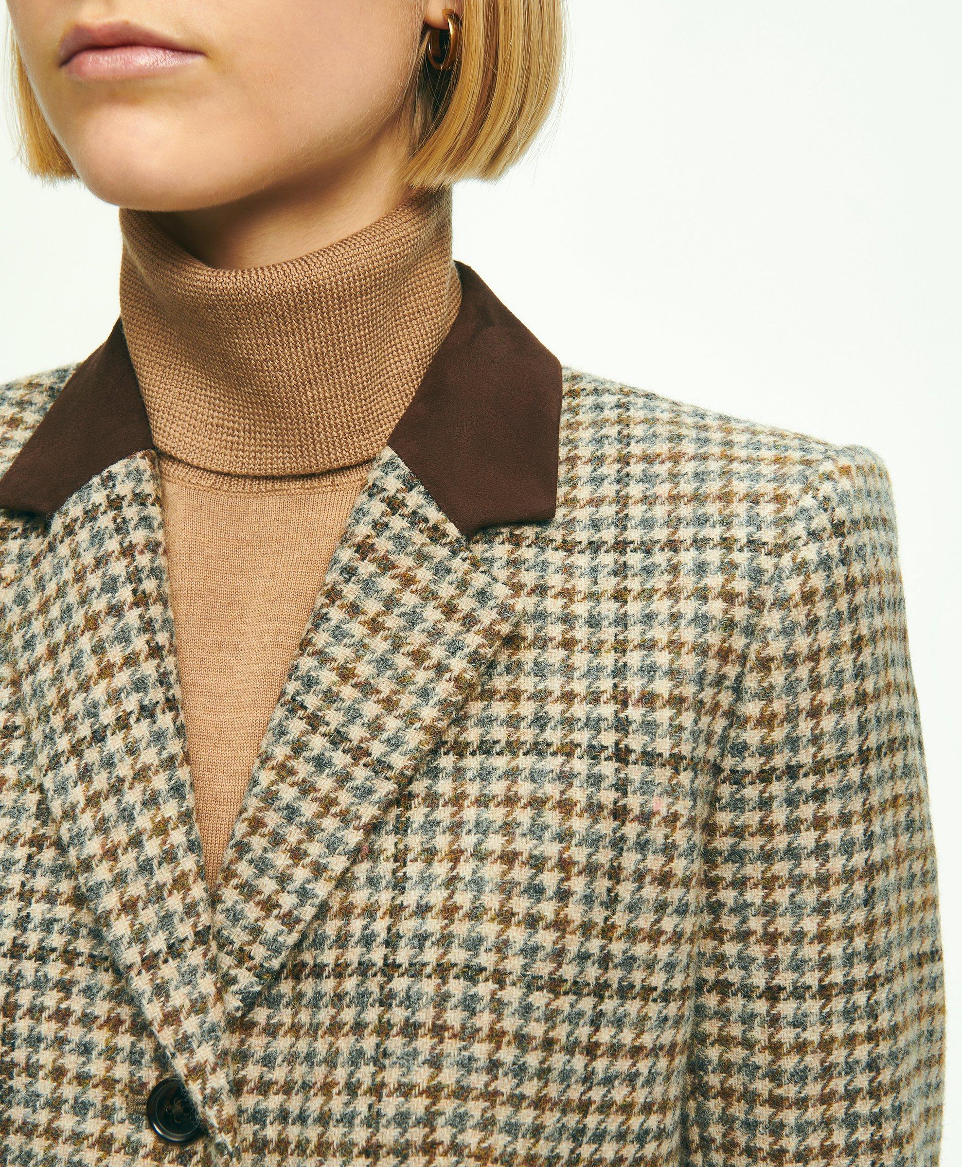 Wool Tweed Houndstooth Riding Jacket, image 6