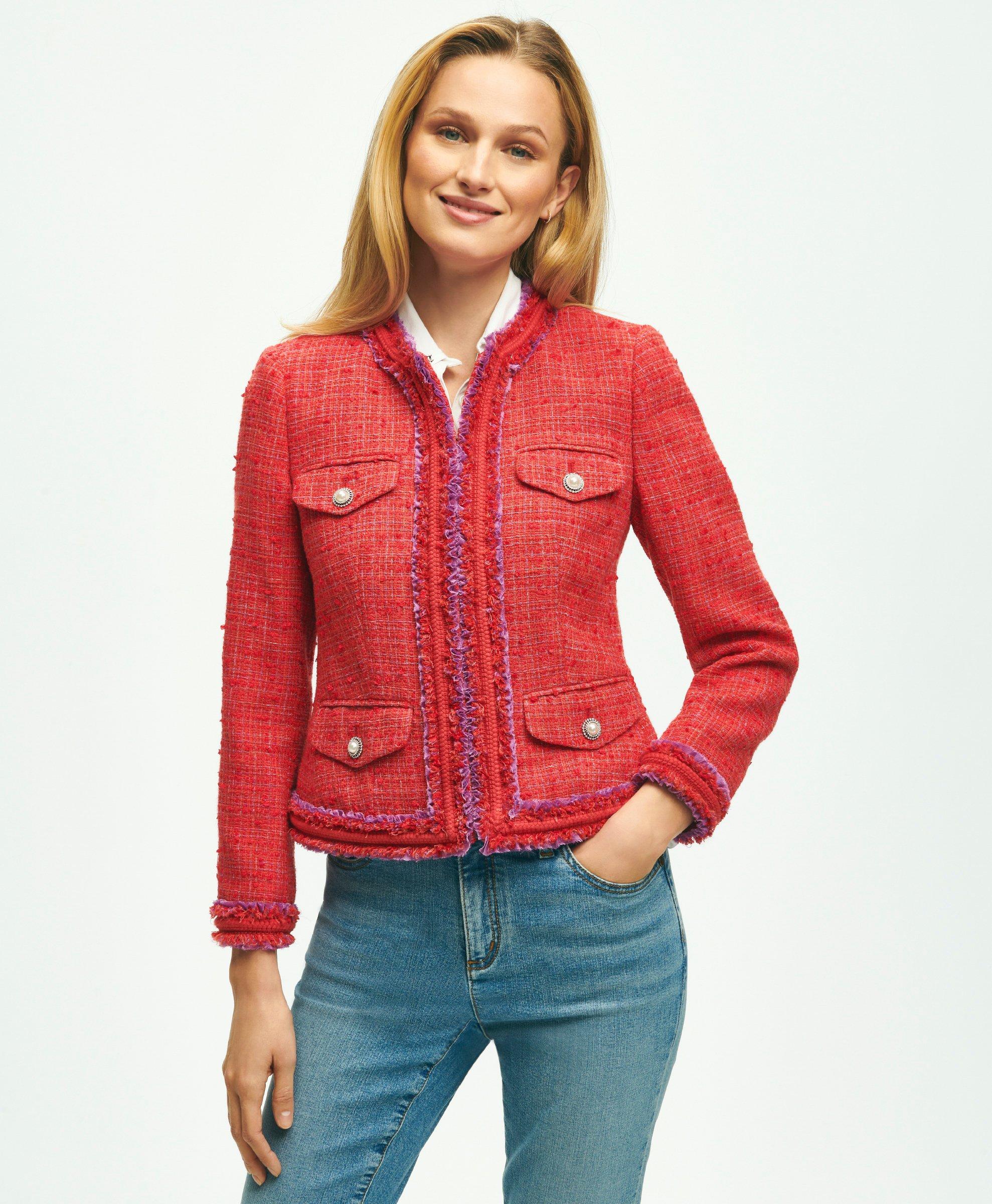 Brooks Brothers Women's Boucle Tweed Jacket | Red | Size 6