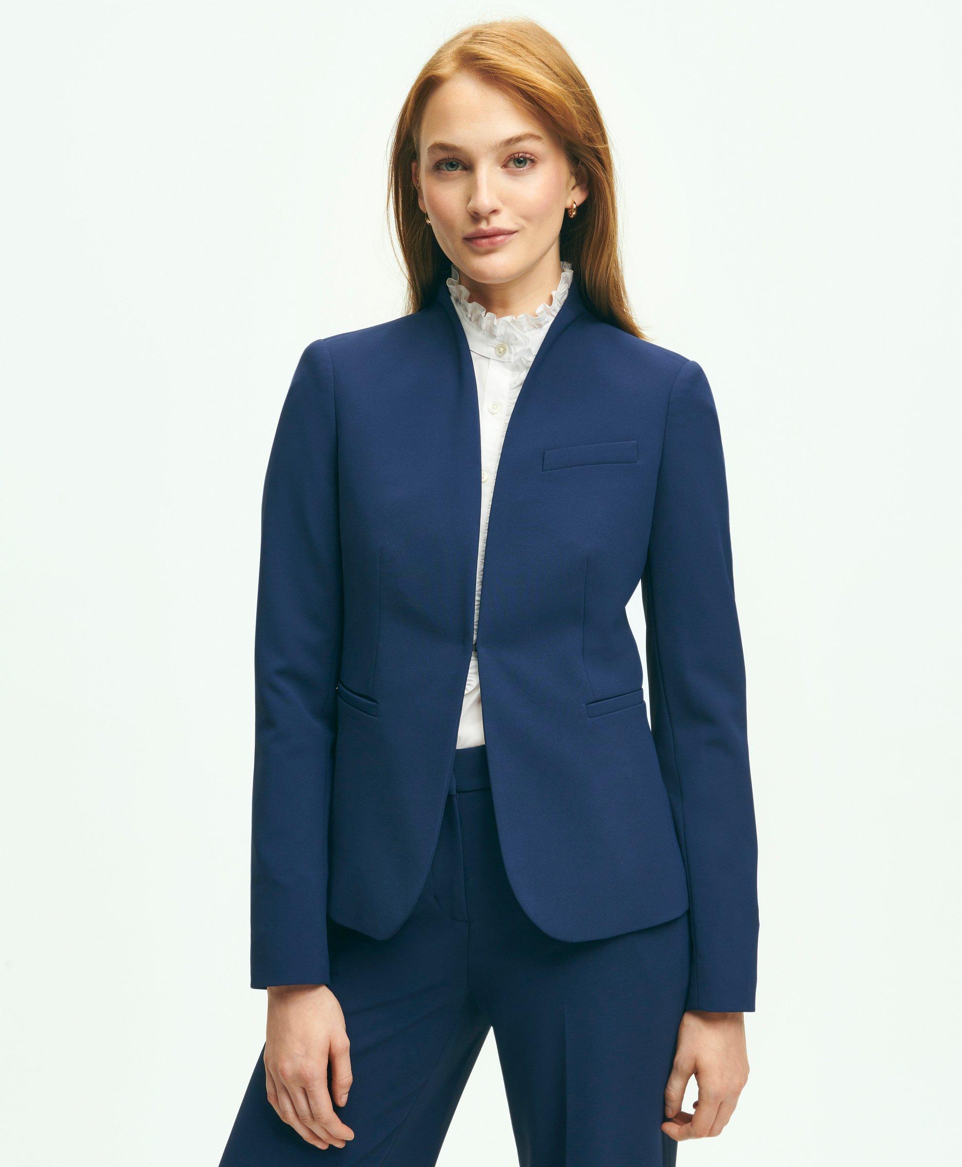 Unique Bargains Women's Short Sleeve Blazer Button Office Suit