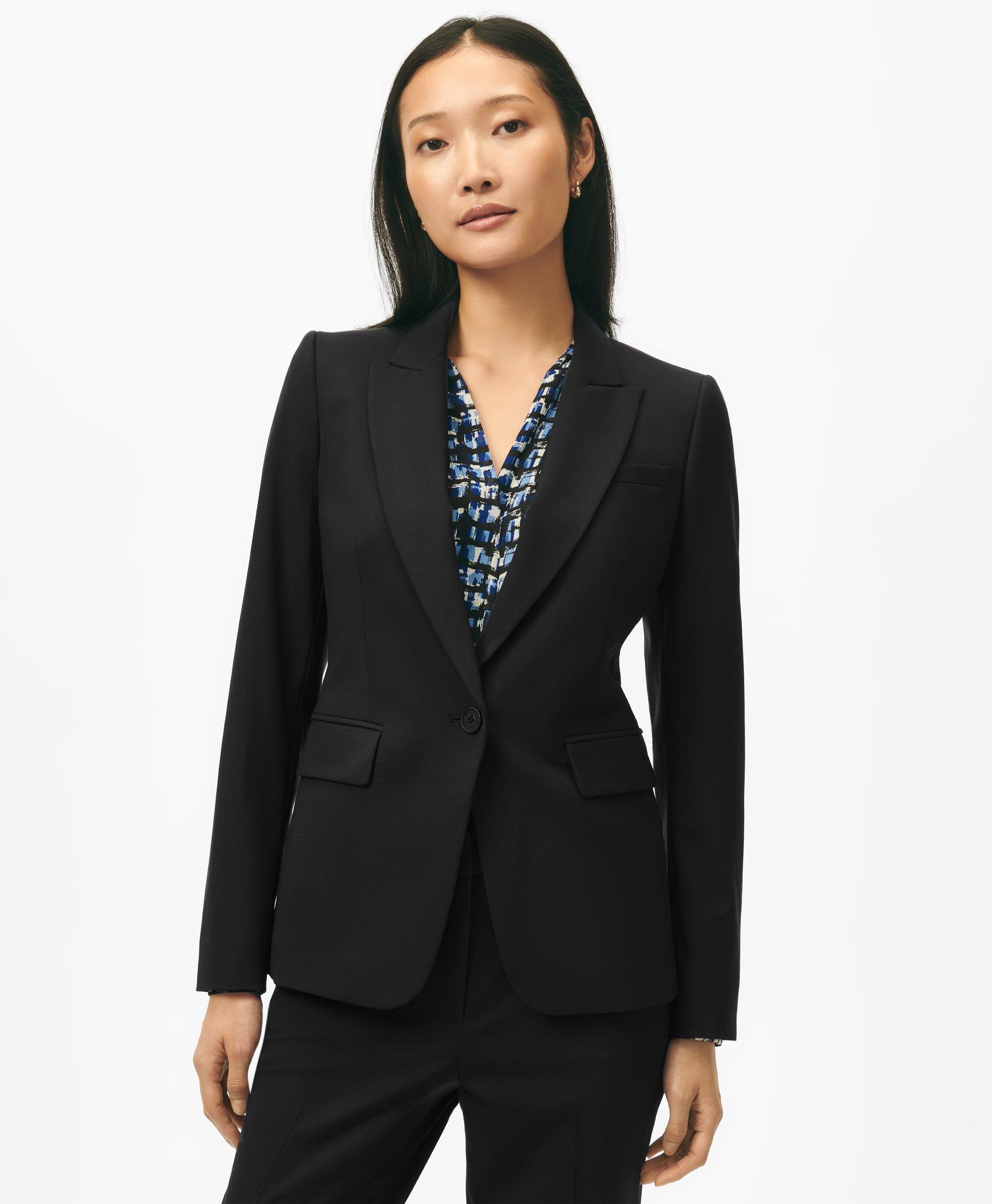 Brooks Brothers The Essentials Single-breasted Peak Lapel In Wool Blend In Black