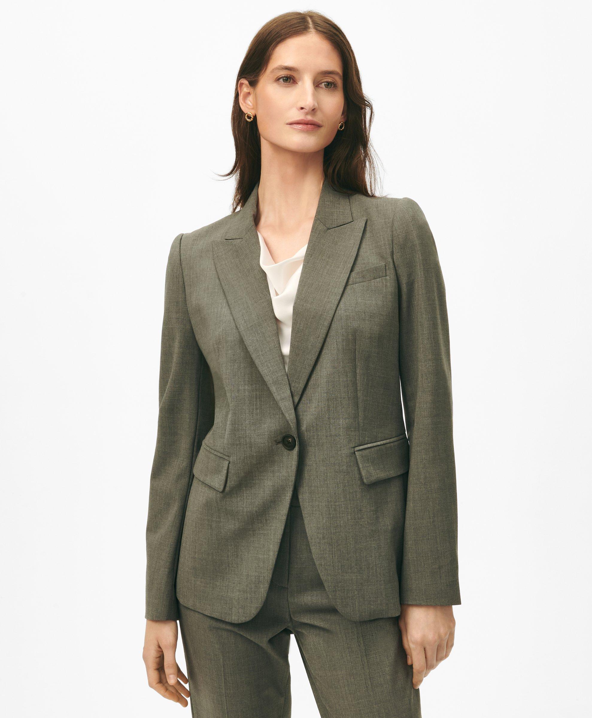 Brooks Brothers The Essentials Single-breasted Peak Lapel In Wool Blend In Dark Grey