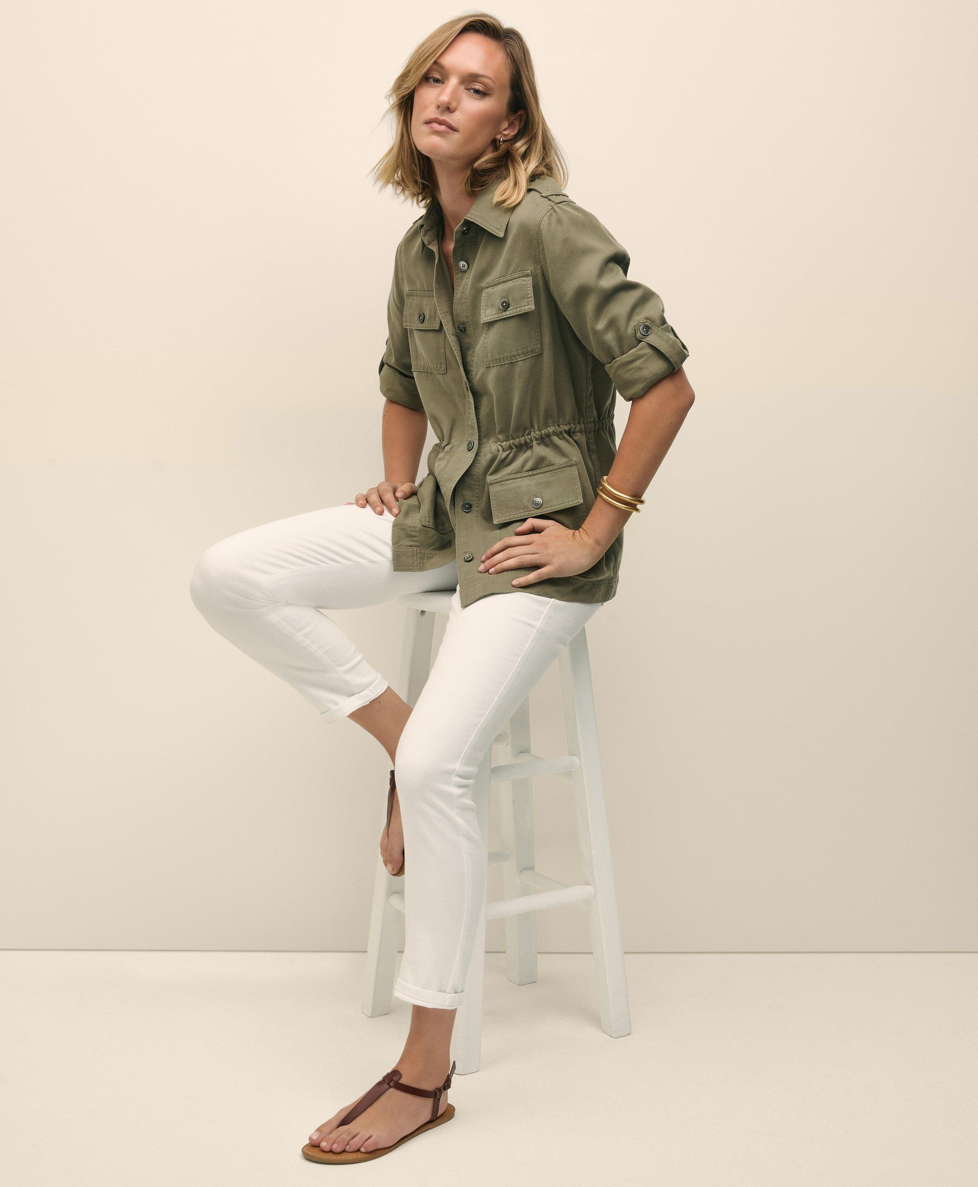 Brooks Brothers Utility Drawstring Waist Jacket In Olive Green
