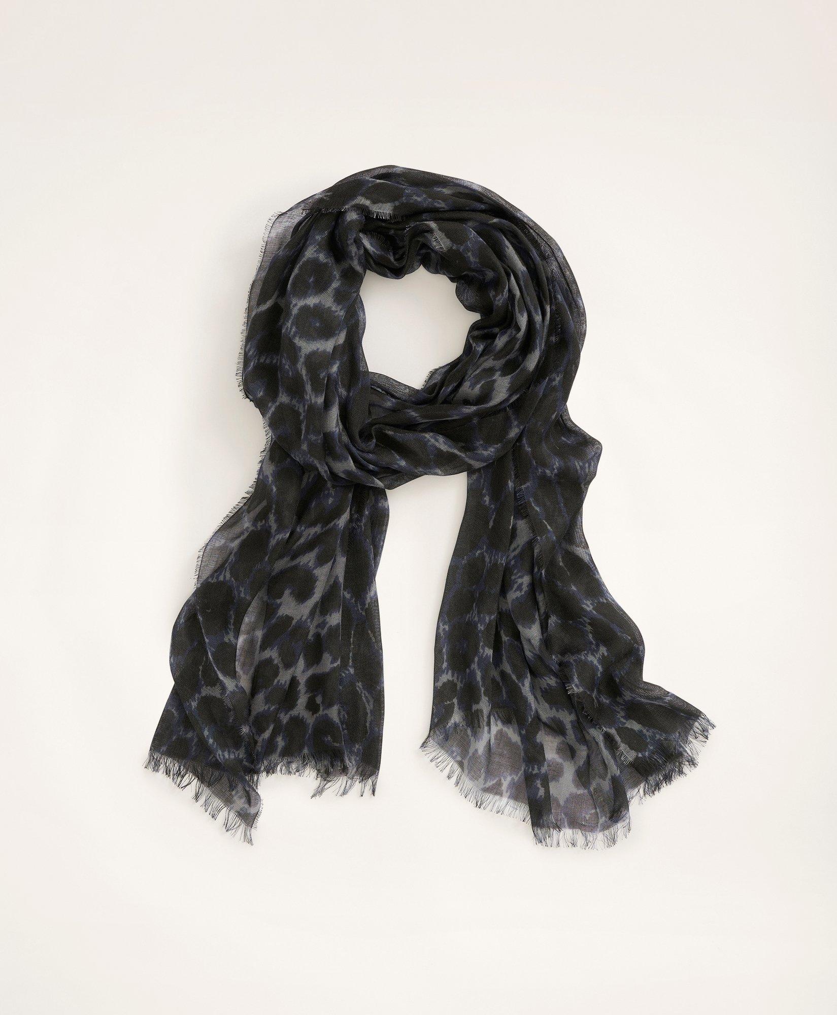 Brooks Brothers Women's Cashmere Blend Leopard Print Scarf | Grey - Shop Holiday Gifts and Styles