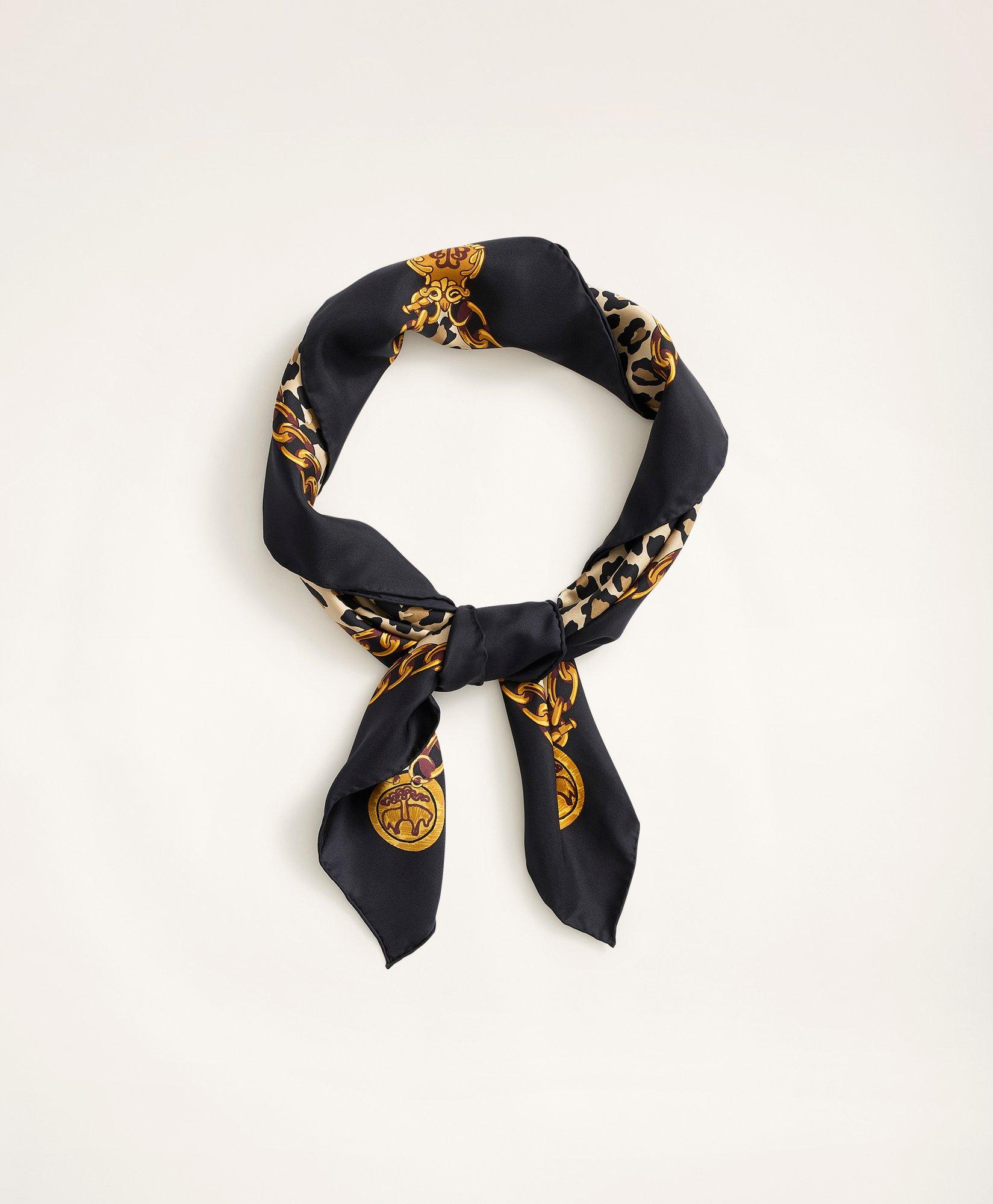 Silk Leopard Golden Fleece® Chain Scarf, image 2