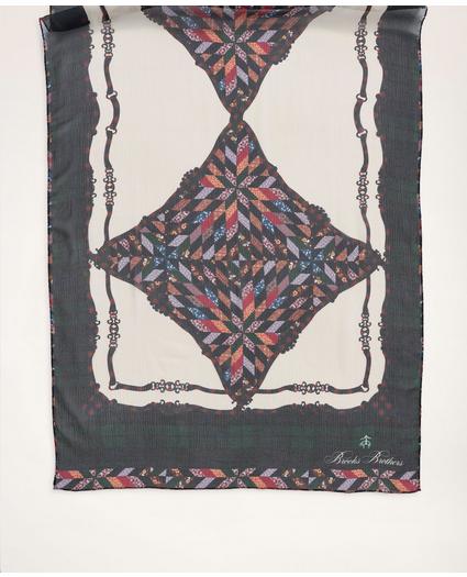Quilt Print Crinkle Silk Chiffon Scarf, image 2